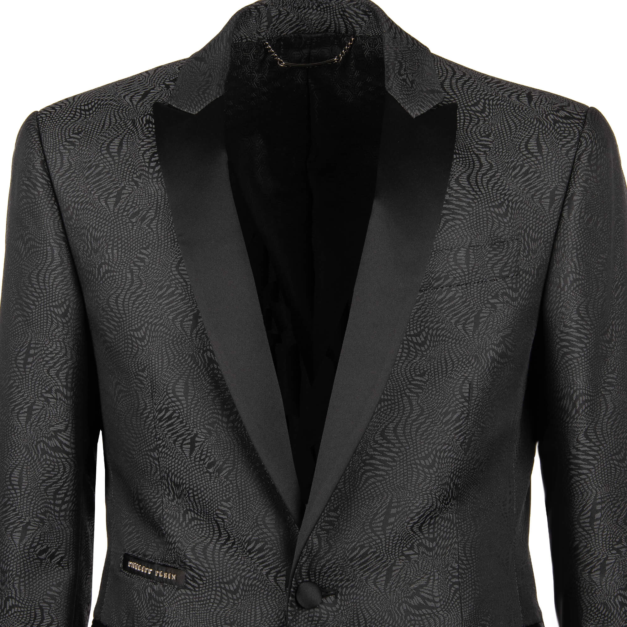 Printed Blazer LOWER with contrast satin reverse and logo in front by PHILIPP PLEIN