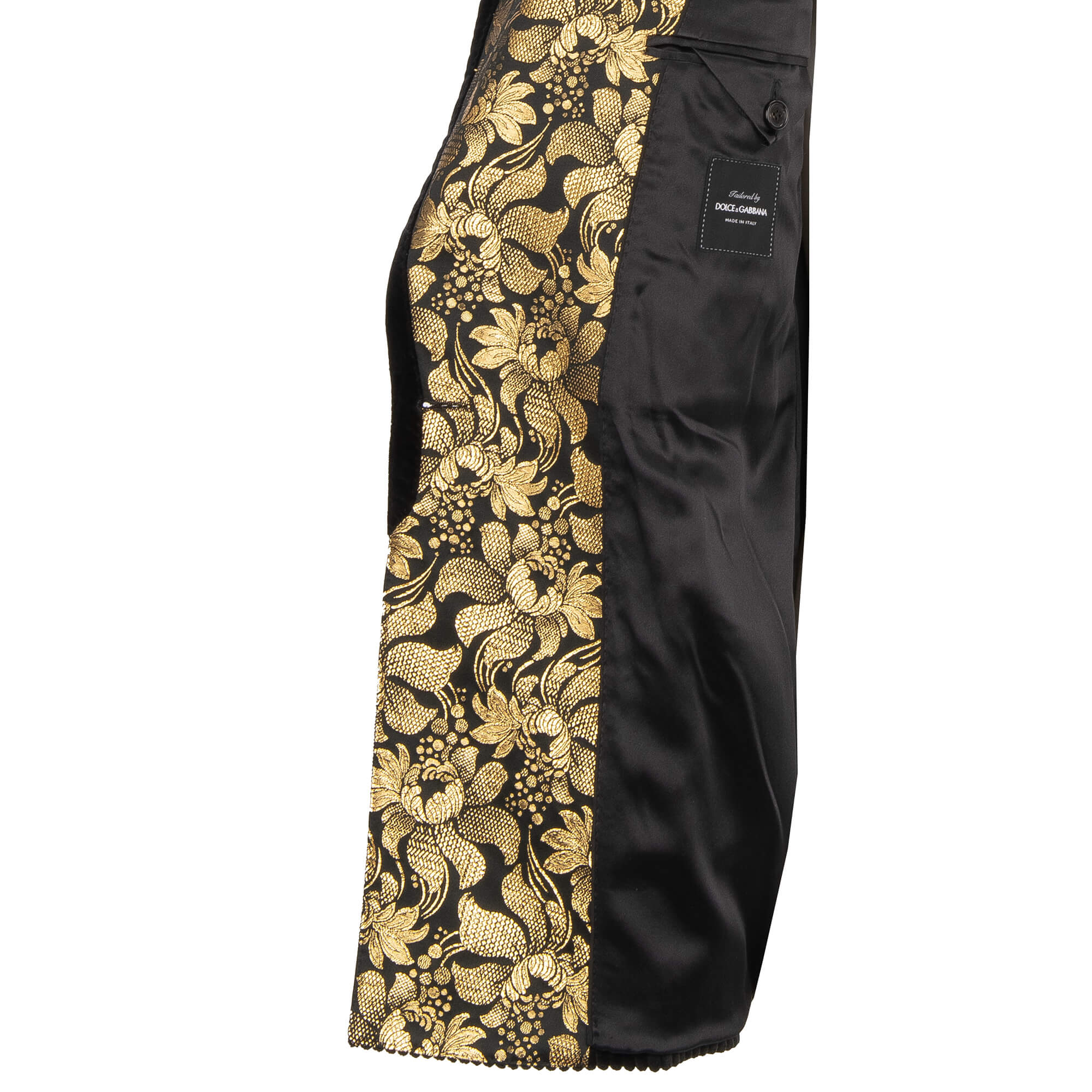 Zweireihiger Blazer aus Floral Jacquard und Cord in Gold und Schwarz von DOLCE & GABBANA
