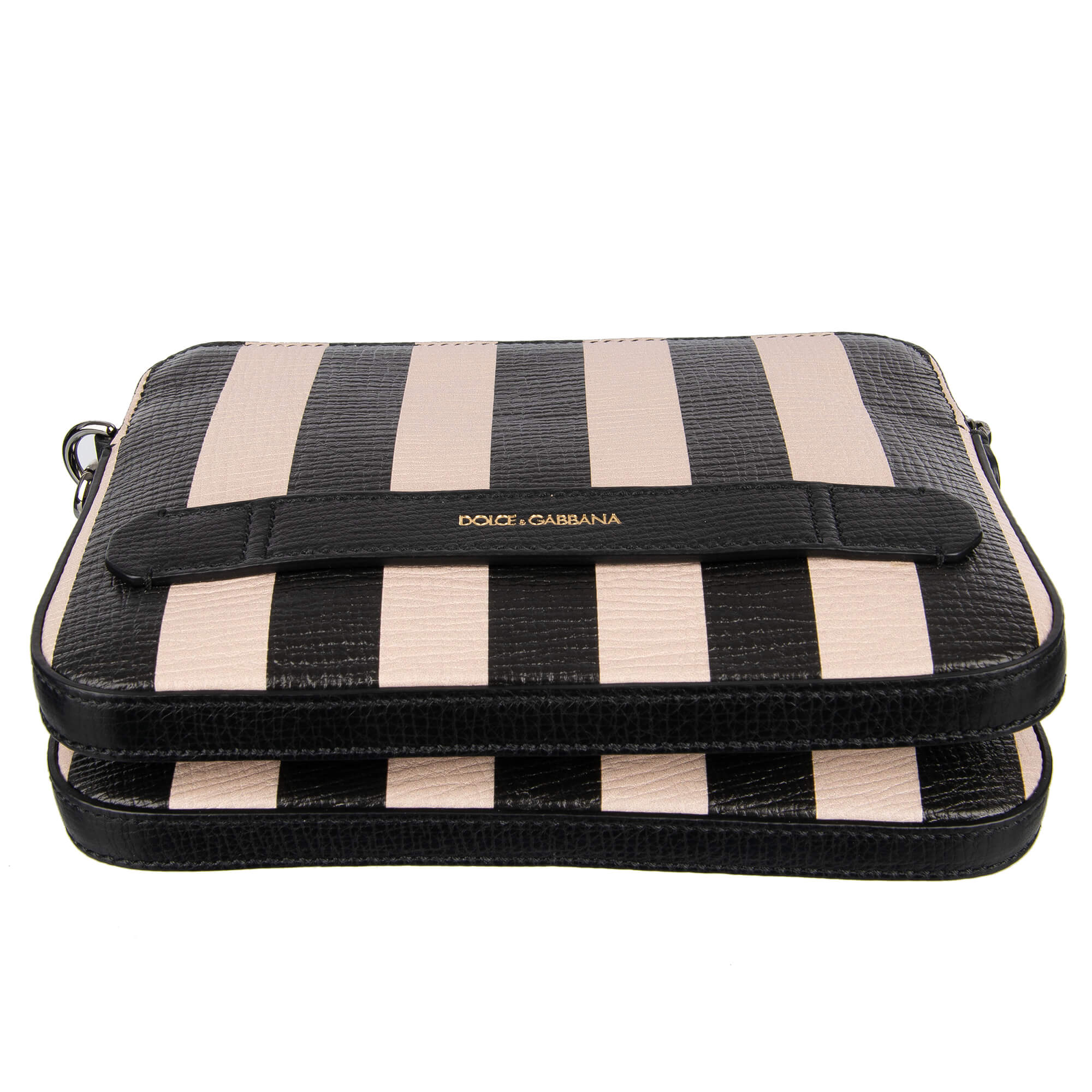 Striped clutch bag/ pouch made of Palmellato leather with two dividers with zip fastening and handle by DOLCE & GABBANA
