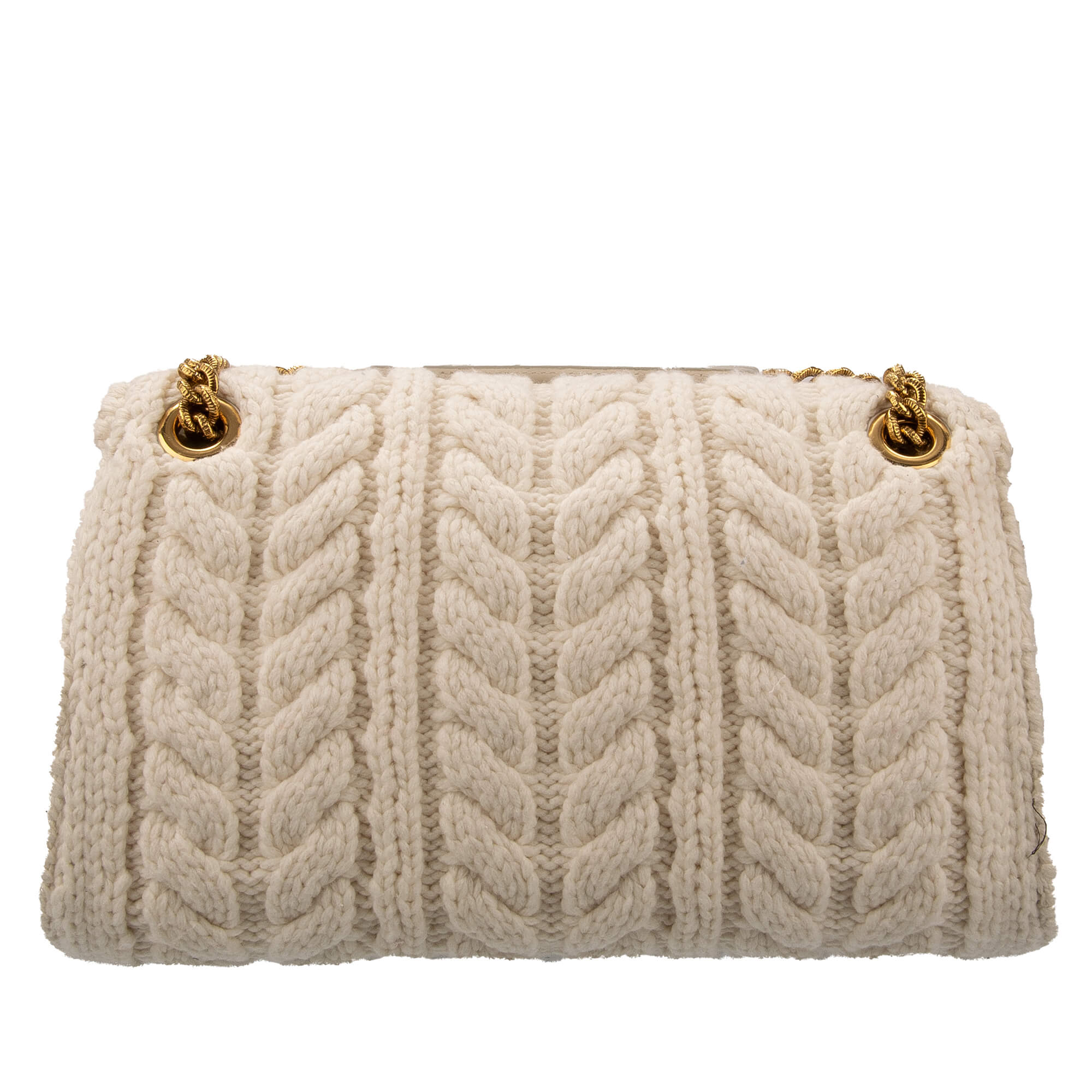 Gestrickte Wolle Crochet Crossbody Tasche / Schultertasche DEVOTION Large mit Schmuckherz Verschluss mit DG Logo und Kettenriemen von DOLCE & GABBANA