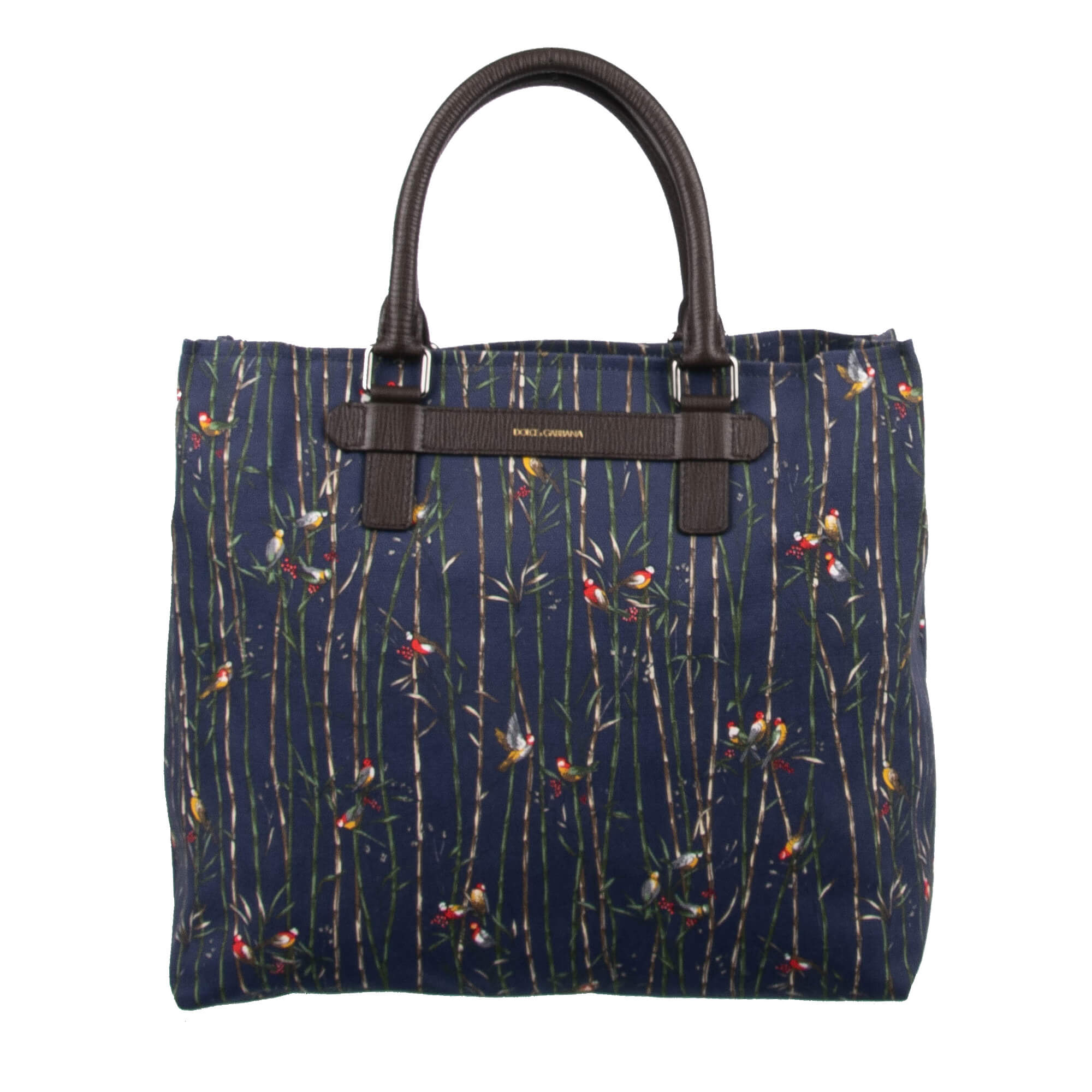 Birds Printed Canvas Shopper Bag Blue