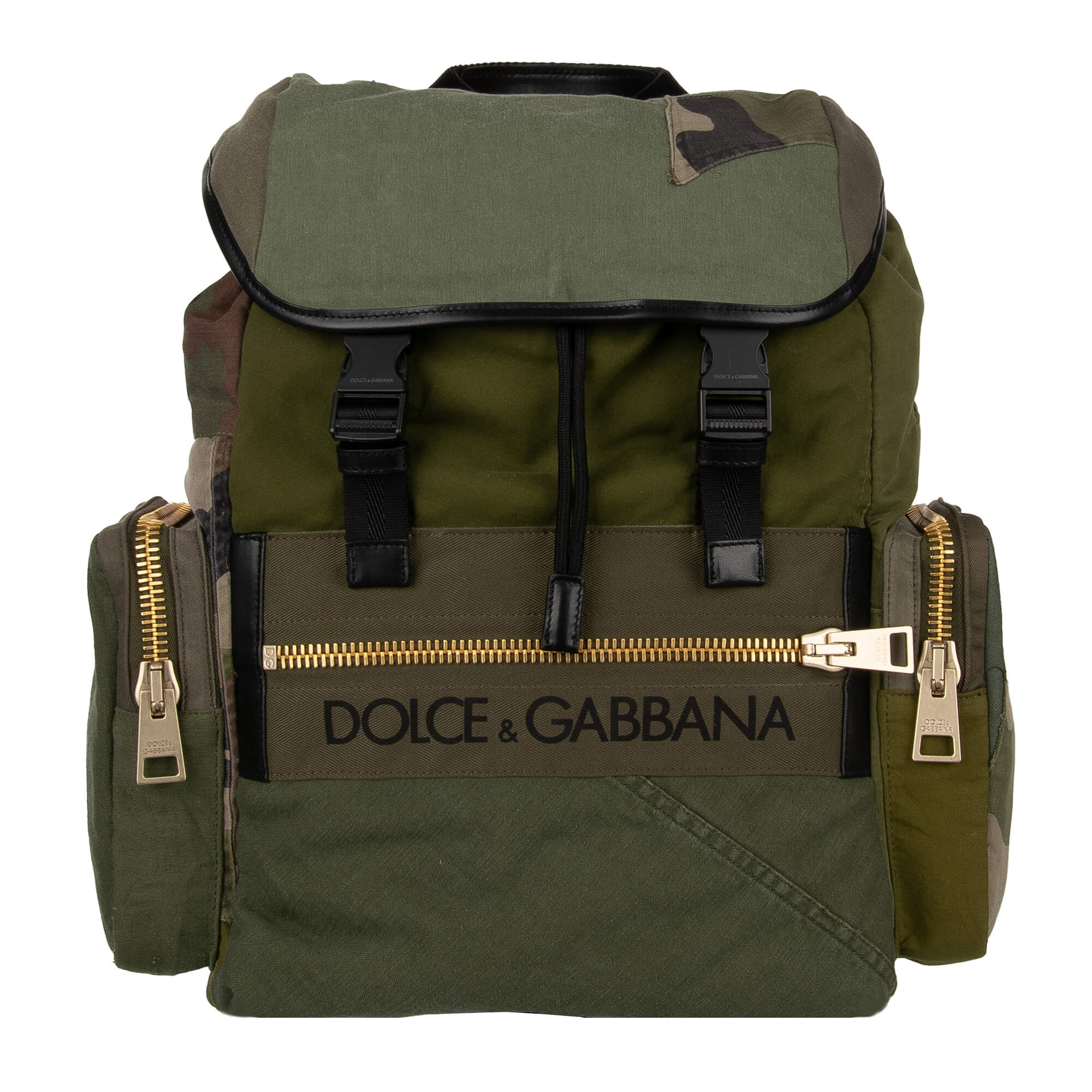 Military Camouflage Style Backpack with Pockets and Logo Khaki Black