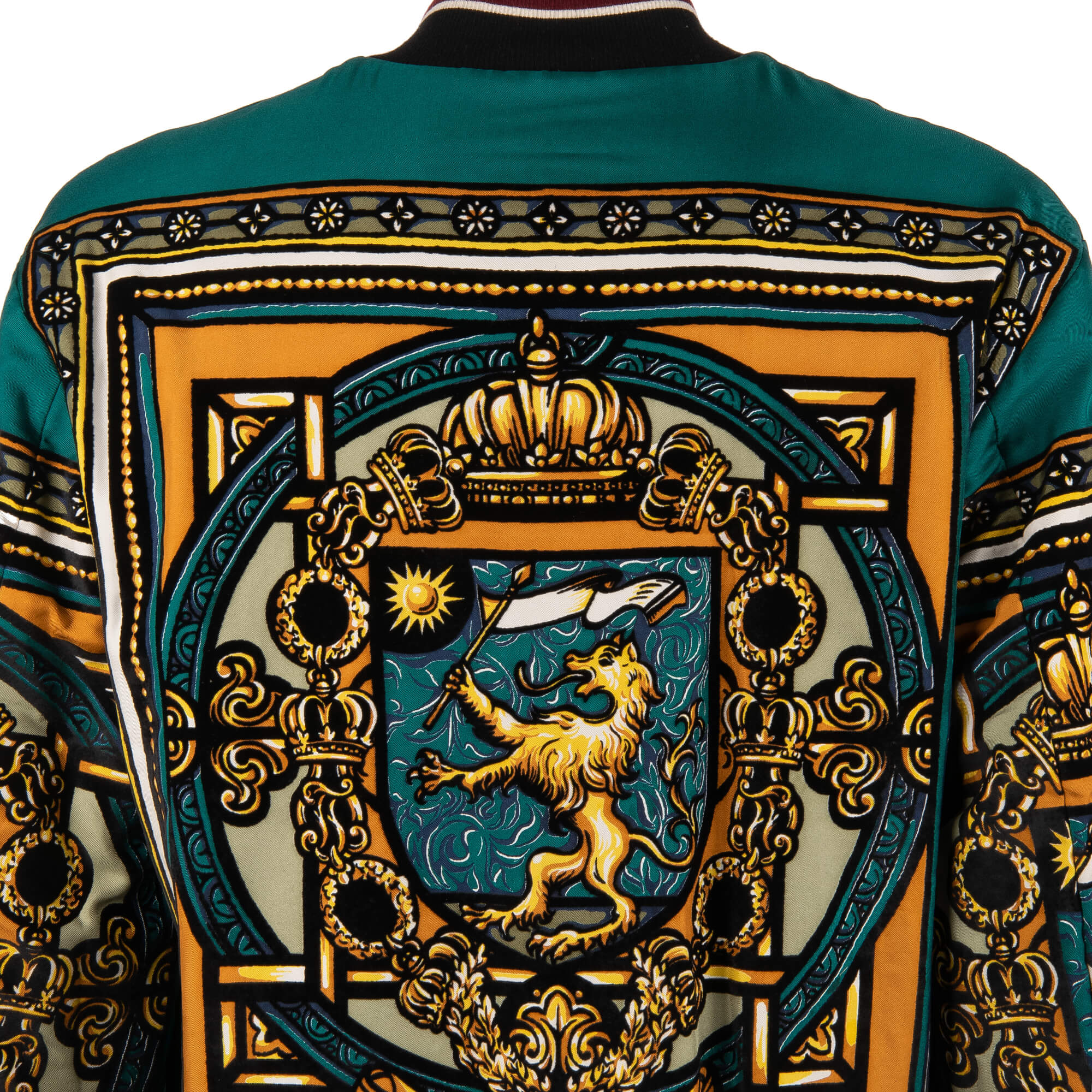 Reversible DG Royal King printed and stuffed bomber jacket with knitted details by DOLCE & GABBANA