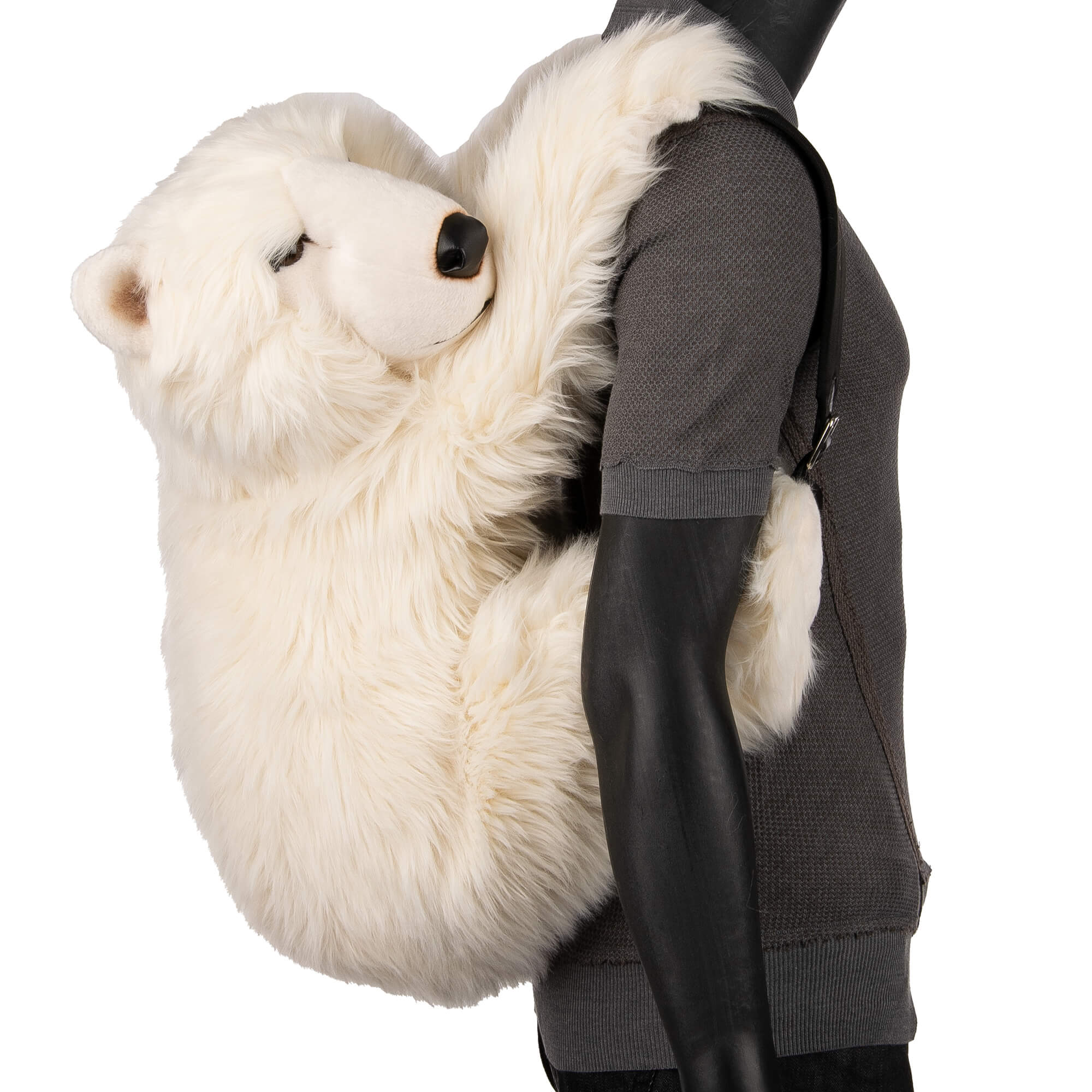 Unisex Faux Fur Backpack Bag as Plush Polar Bear Toy with adjustable straps, embroidered DG Logo and zip pocket by DOLCE & GABBANA