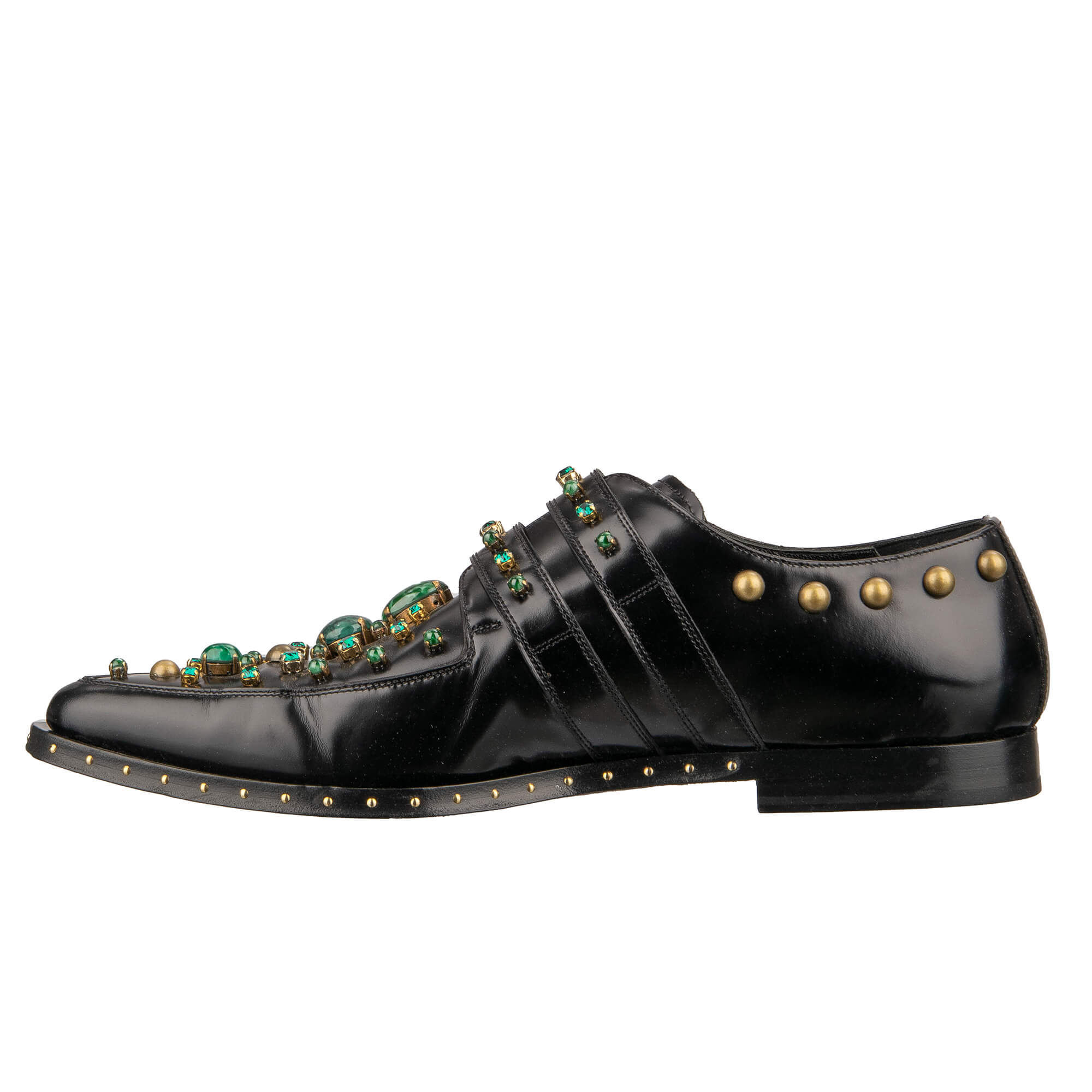 Derby Schuhe MILLENNIALS aus Leder mit Kristallen, Nieten und Steinen und Absatz mit DG Logo in Weiß und Azur von DOLCE & GABBANA