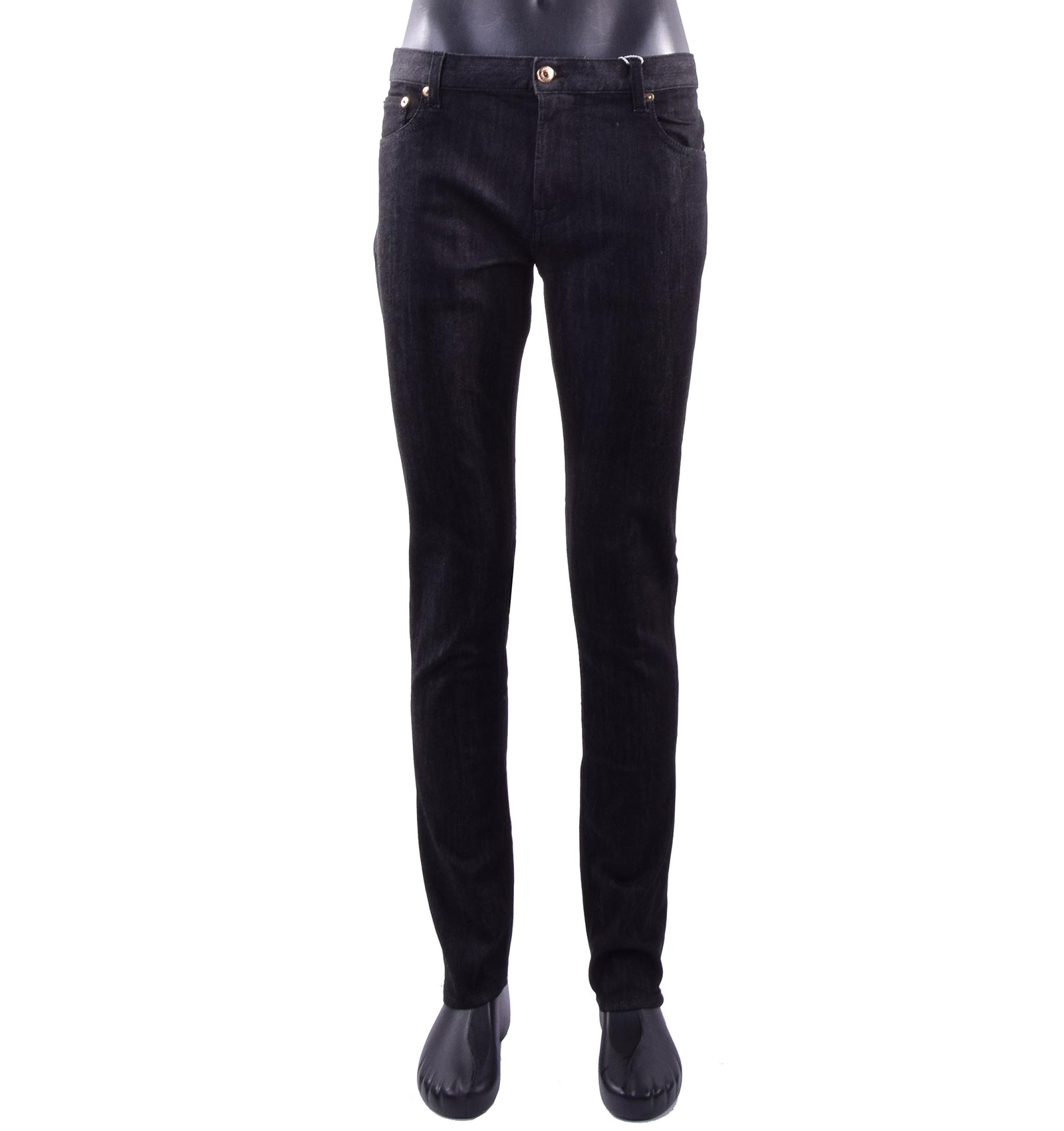 Klassische Slim Fit Jeans COUTURE mit Logo Schild Schwarz