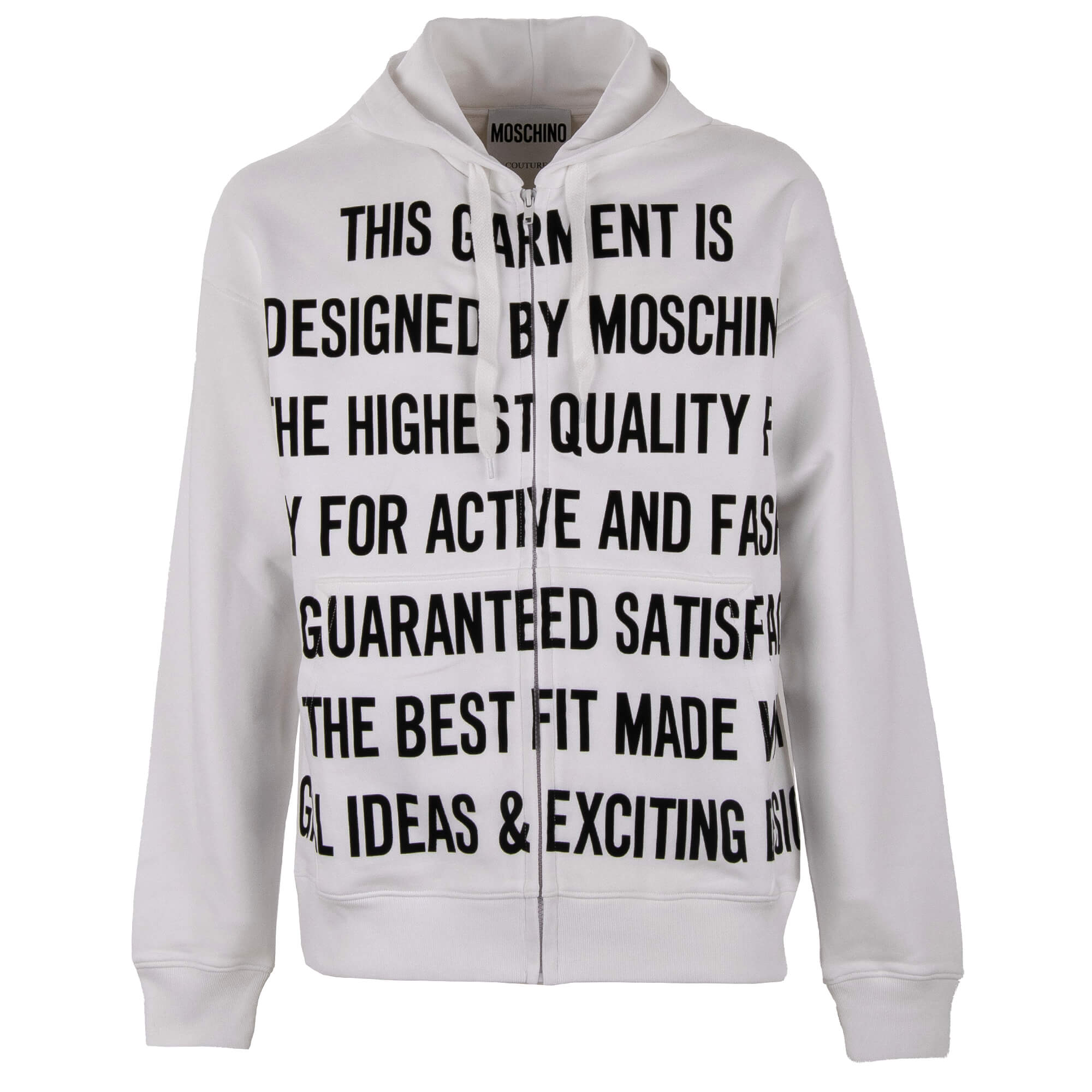 Design Writing Logo Print Sweater Jacket Hoody White Black