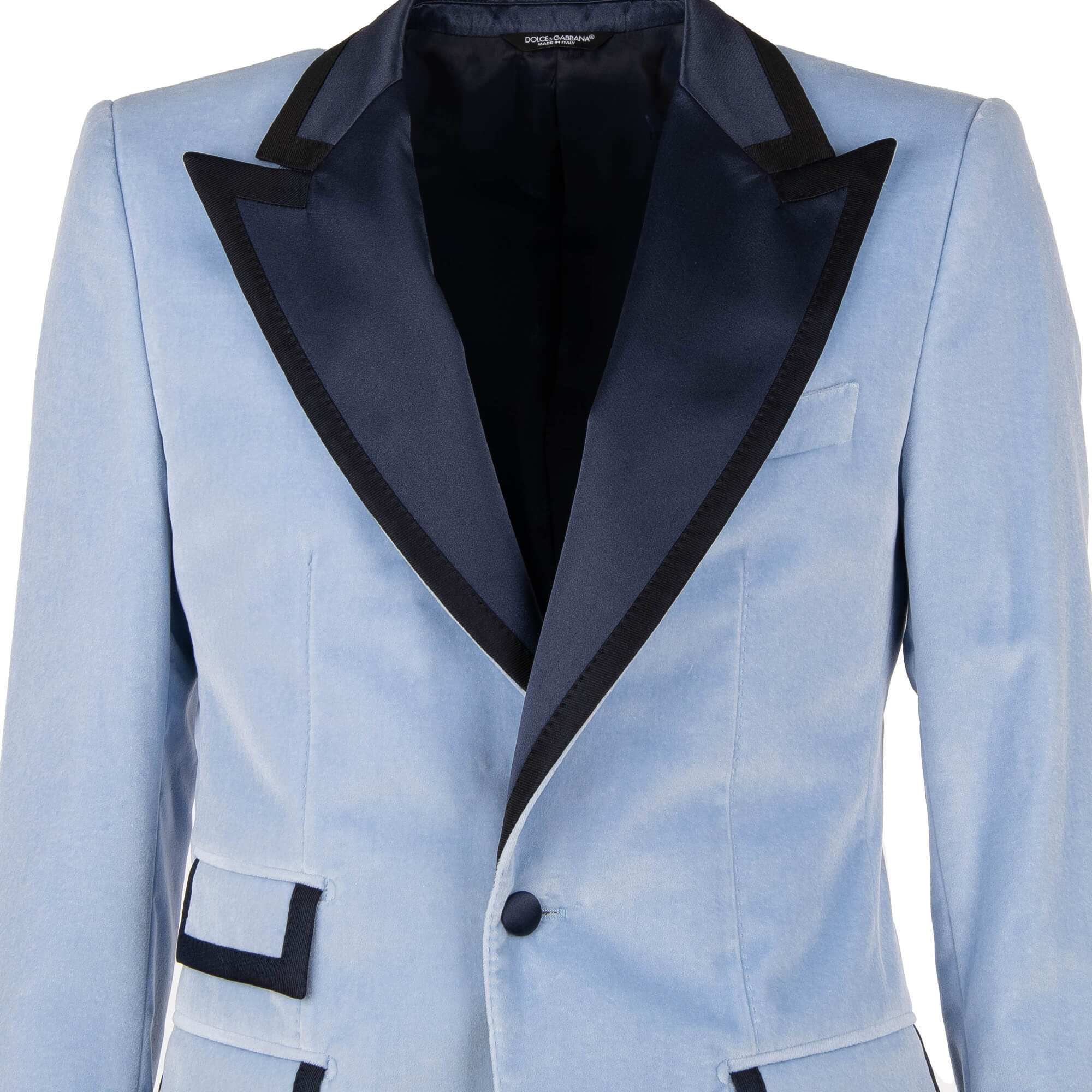 Blazer aus Samt mit Kontrast Kragen aus Seide und Taschen von DOLCE & GABBANA