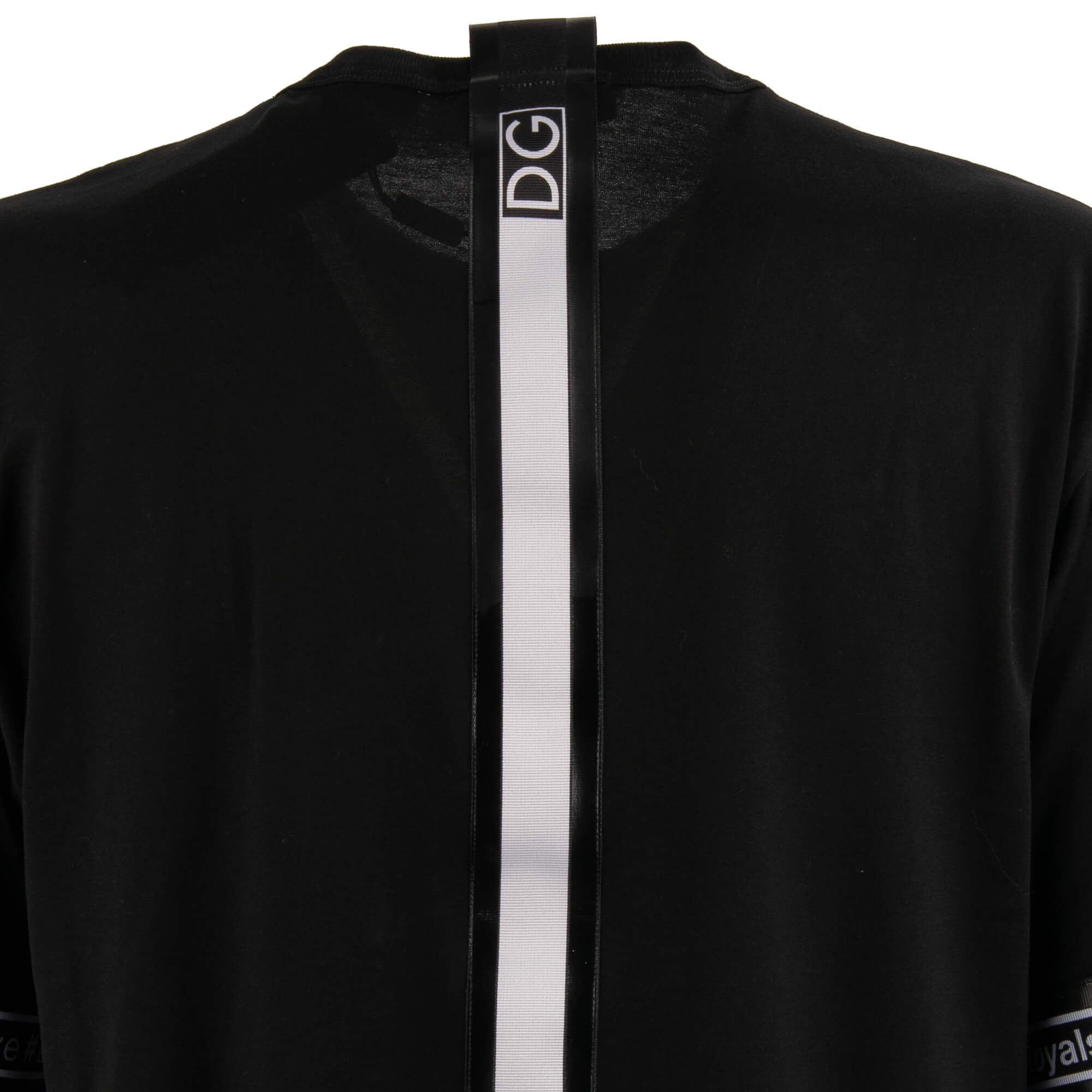 Oversized Cotton T-Shirt with DG Royals, Millenials Logo Patches in black by DOLCE & GABBANA