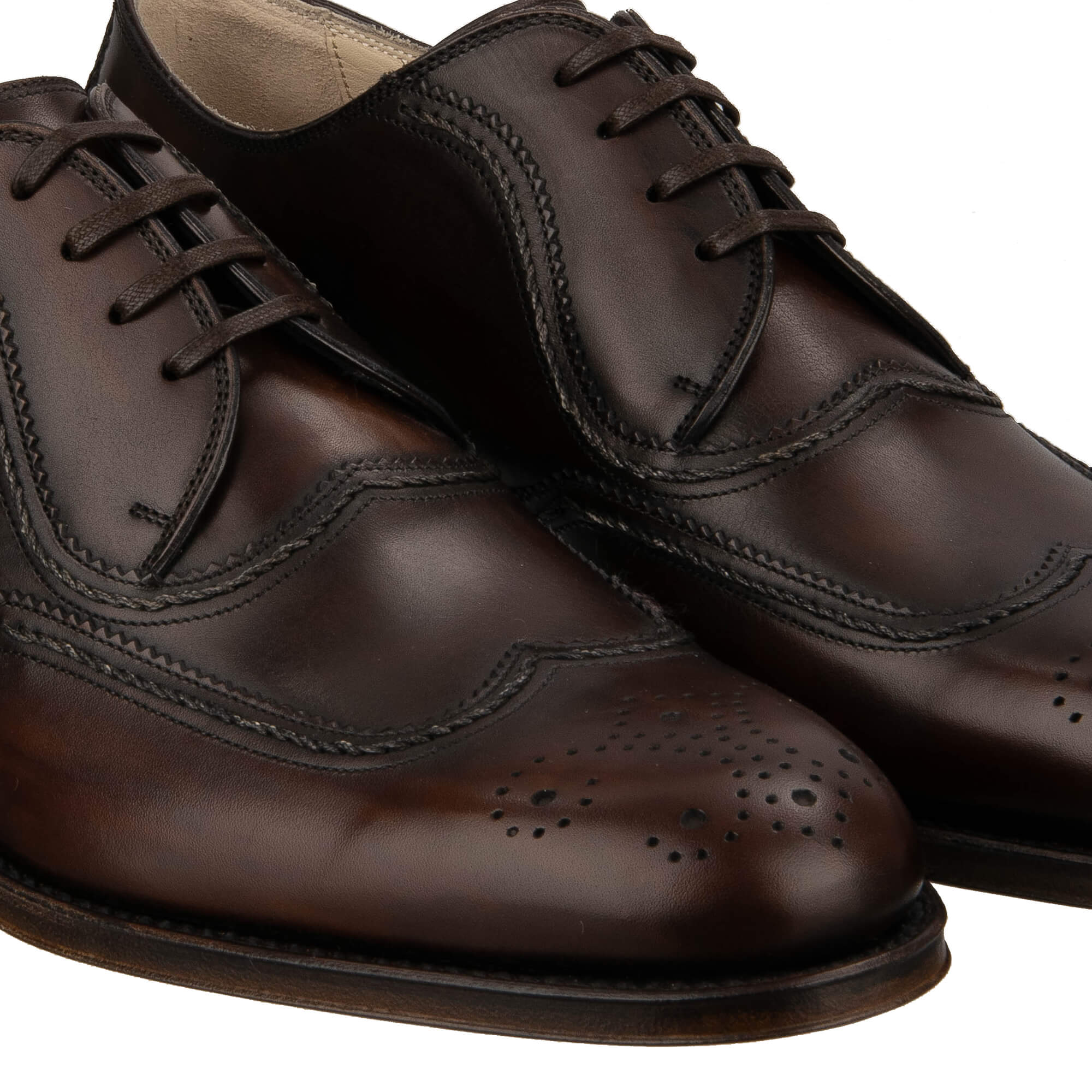 Handmade leather derby shoes ROMA with Good Year sole in brown by DOLCE & GABBANA