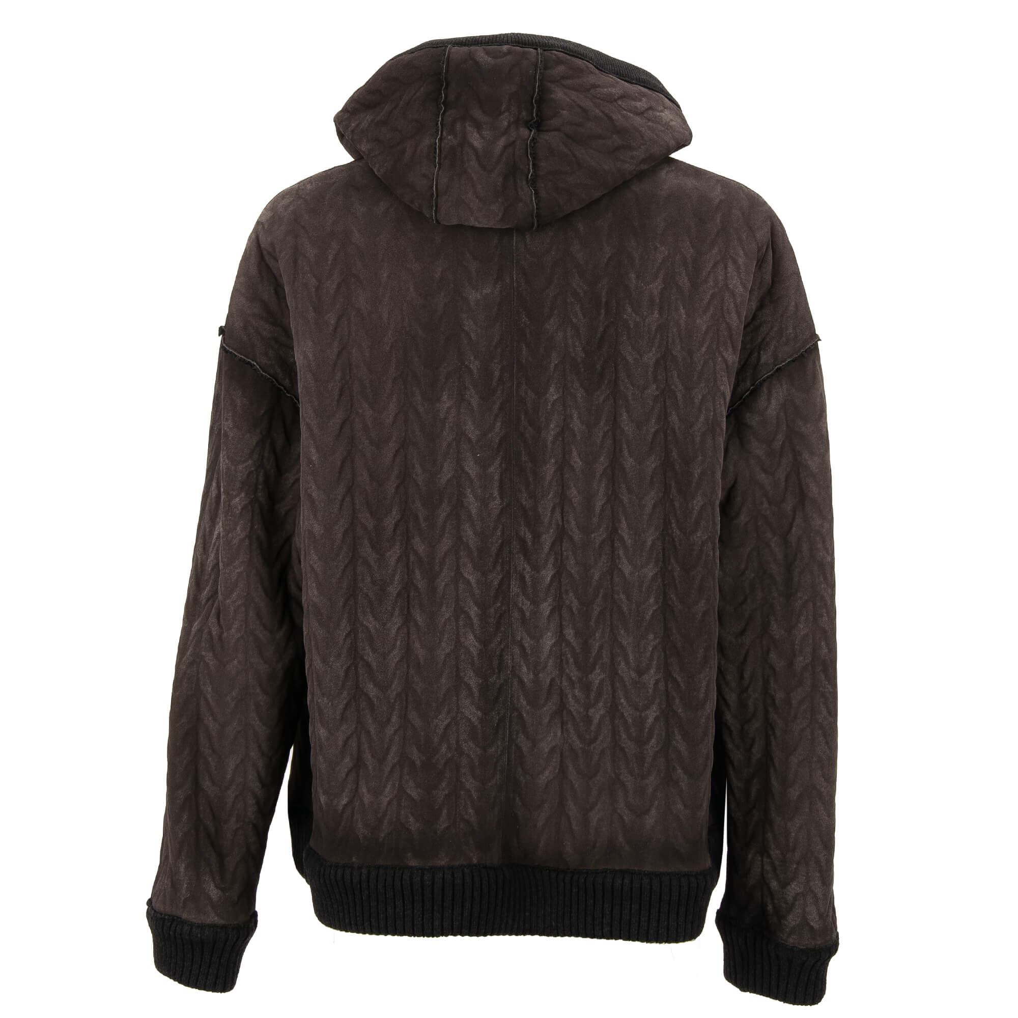 Warmer Oversize Hoodie Sweater / Pullover aus Lammleder mit Futter aus Wolle und Details aus Strick  von DOLCE & GABBANA