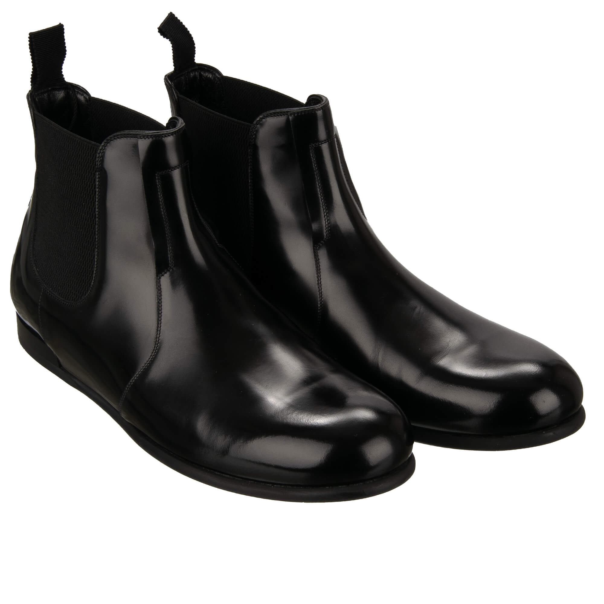 Formelle Stiefeletten Schuhe aus Leder mit elastischen Seiten in Schwarz von DOLCE & GABBANA