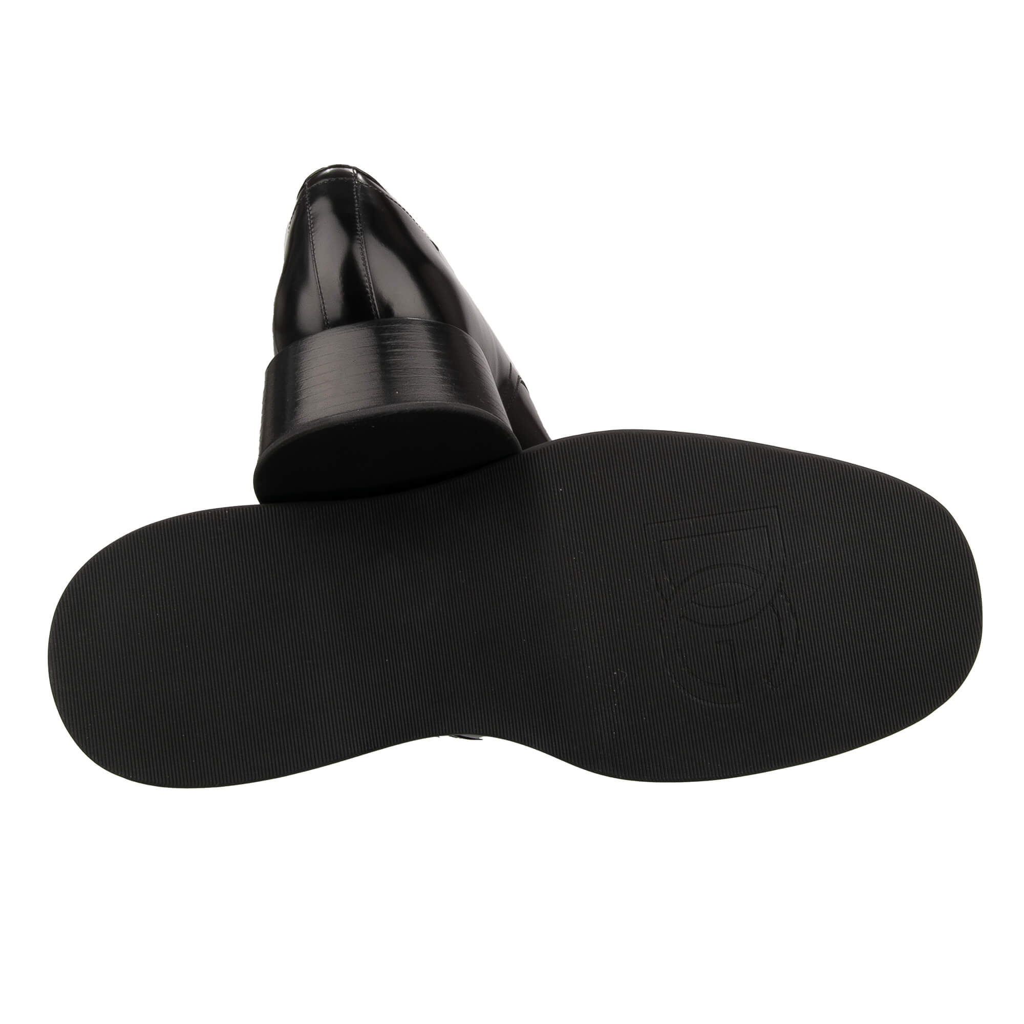 Leather plateau shoes MICHELANGELO with metal DG logo plate in black by DOLCE & GABBANA 