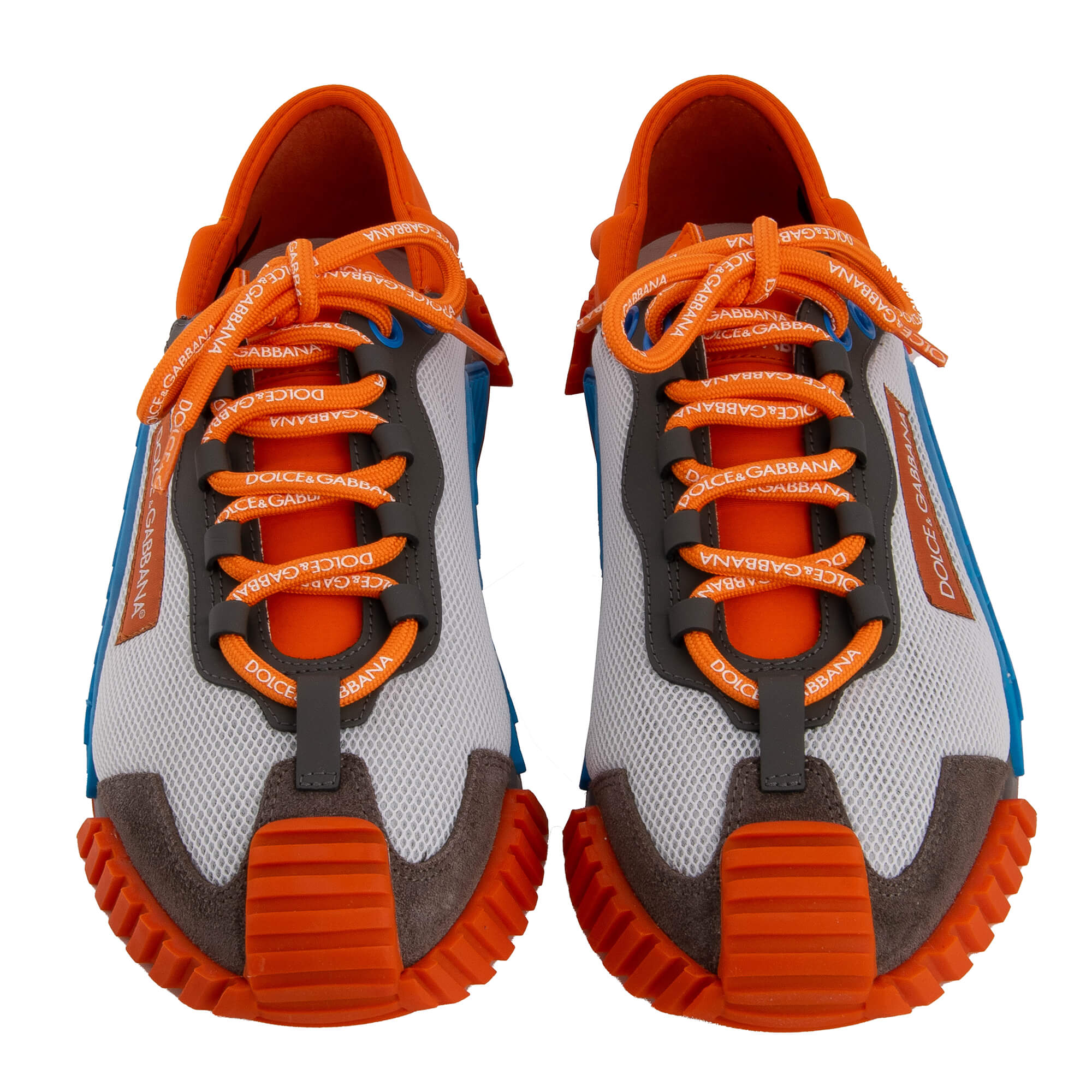 Leather and nylon Low-Top Men Sneaker NS1 with DG logo lace in orange, blue and gray by DOLCE & GABBANA