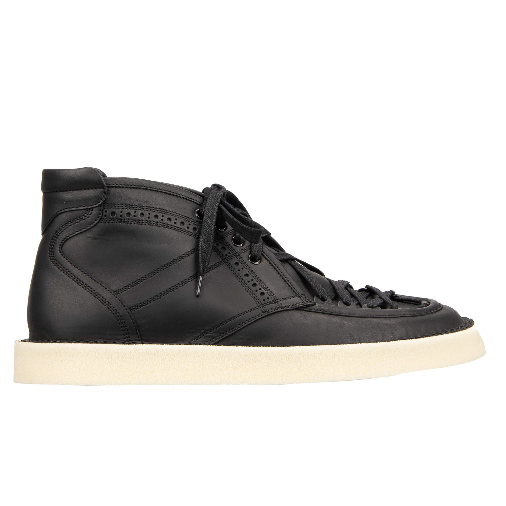 Leder High-Top Sneaker Boots AGRIGENTO mit Schnürsenkel in Schwarz von DOLCE & GABBANA