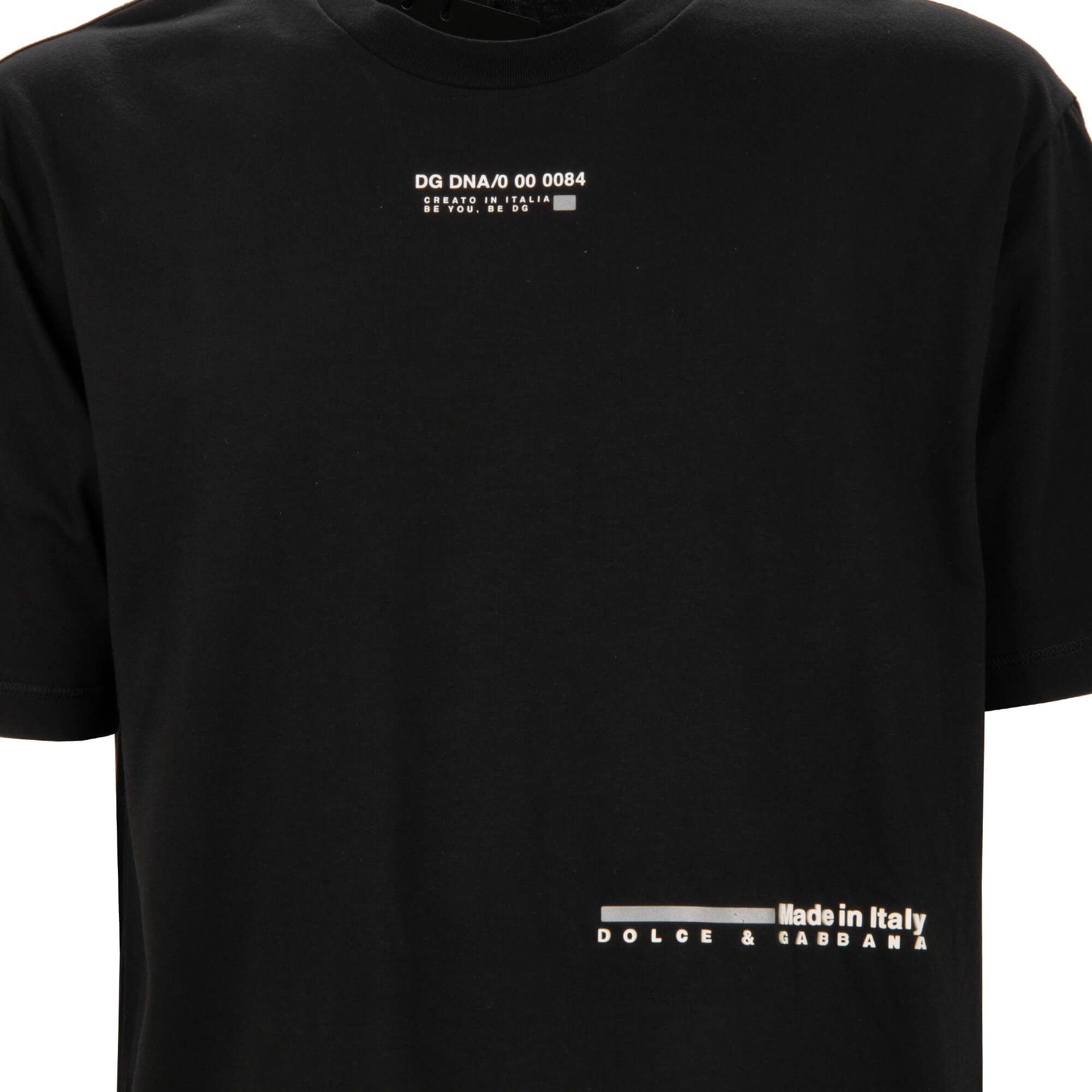 Baumwolle T-Shirt mit DG Logo und Licht reflektierenden Elementen in Schwarz von DOLCE & GABBANA