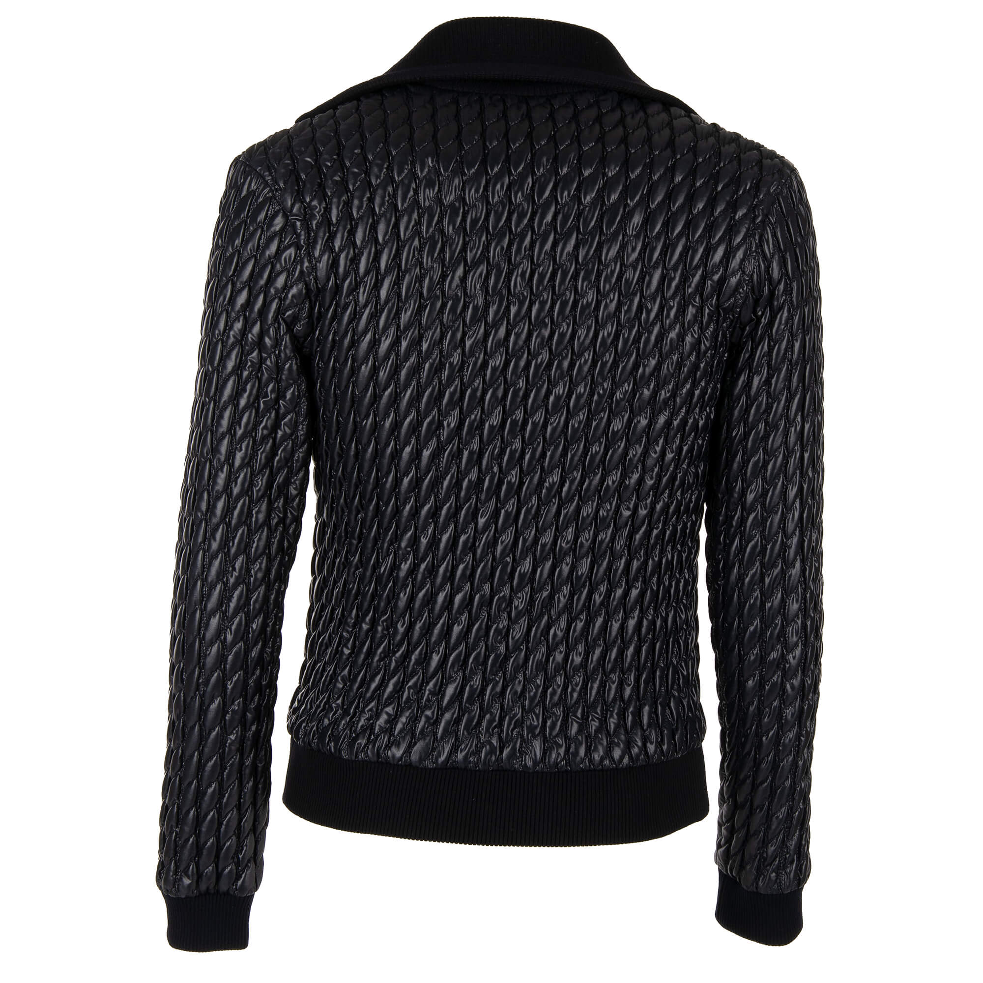 Gesteppte Nylon Bomberjacke mit Strick-Details, Reißverschluss und Taschen mit Reißverschluss von DOLCE & GABBANA