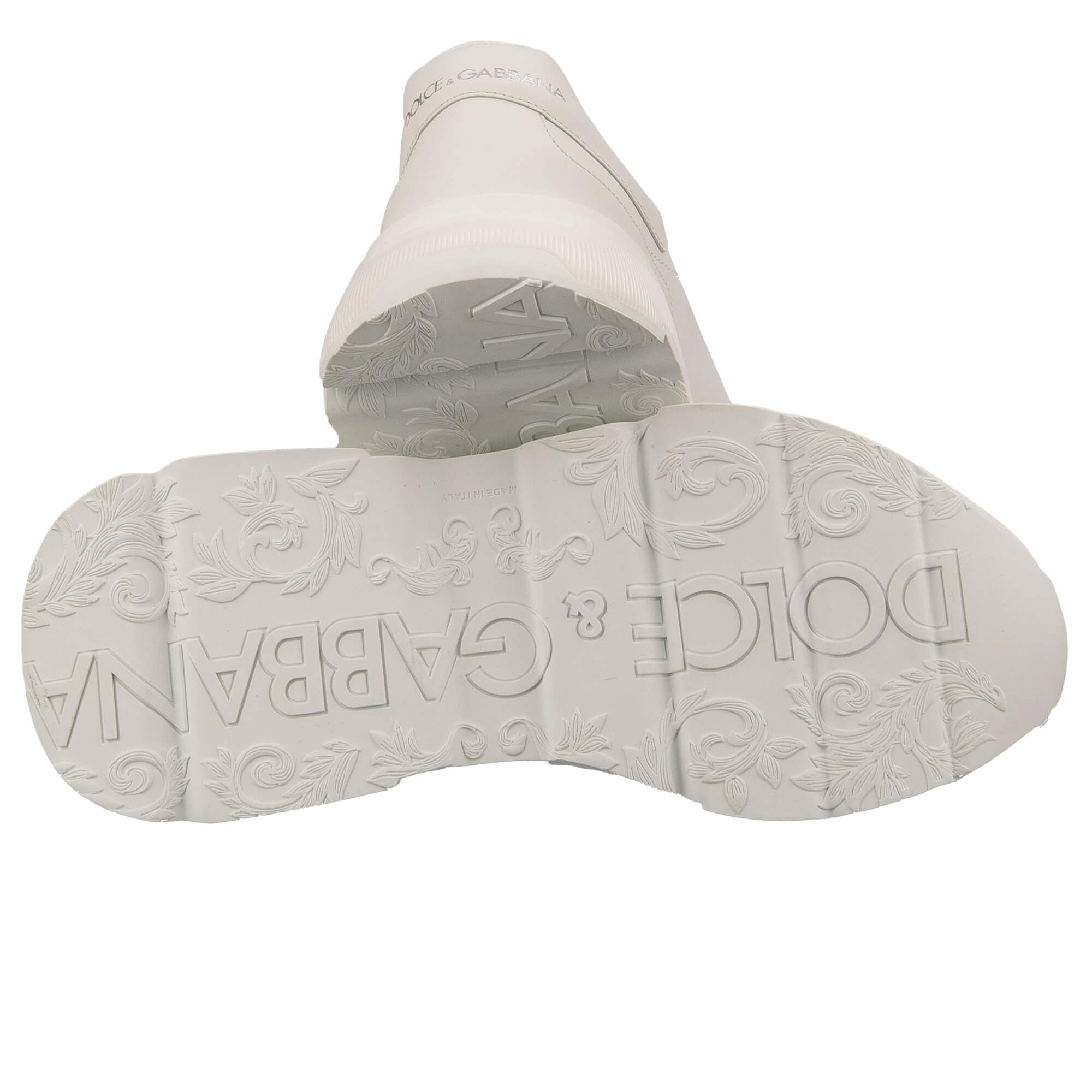 Herren Low-Top Leder Sneaker DAYMASTER mit DG Logo und futuristischer Hülle in gelb und weiß von DOLCE & GABBANA