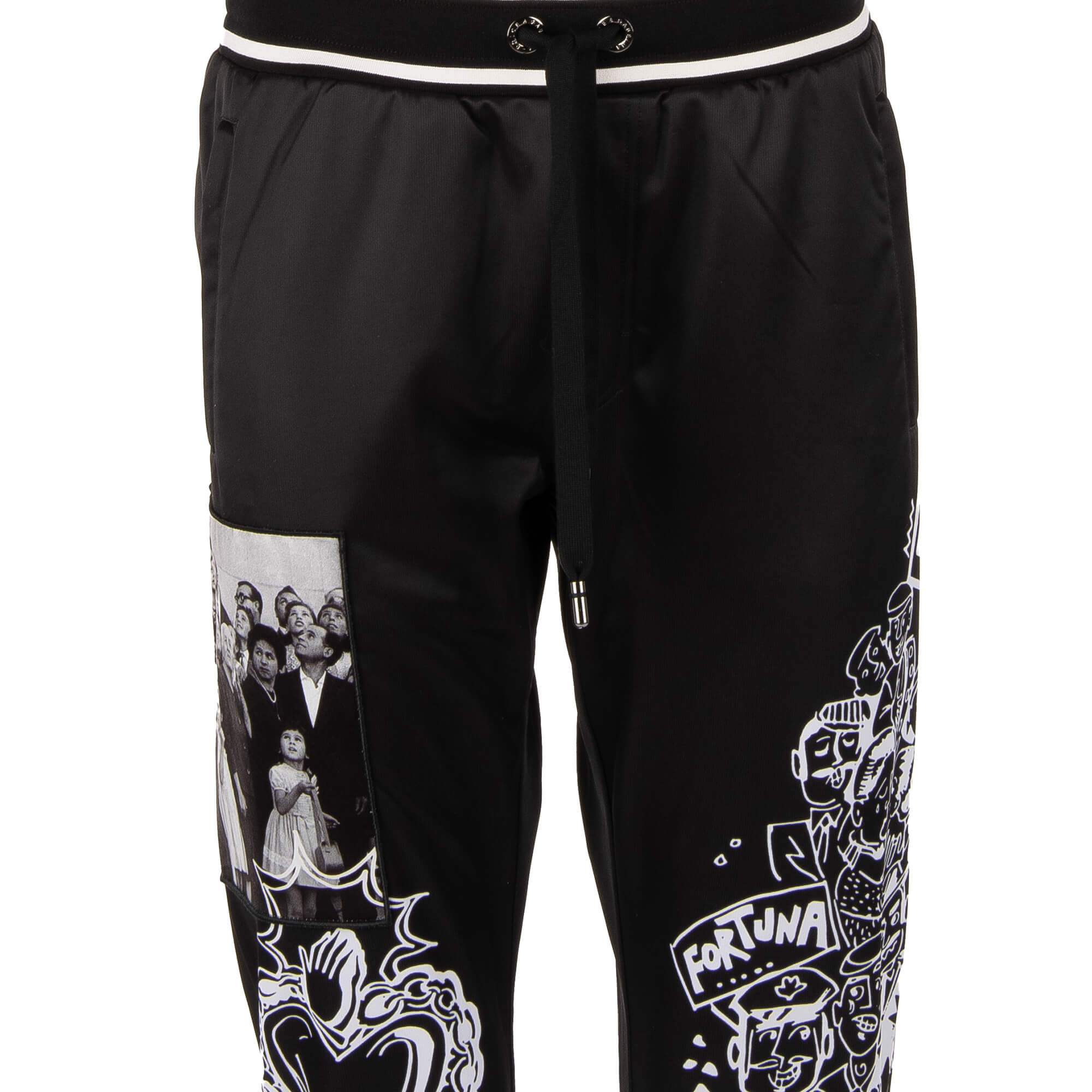 Jogger Hose mit Logo Sticker, Fotografie, Sacred Heart und DNA Evolution Prints, Taschen mit Reißverschluss und elastischer Taille von DOLCE & GABBANA 