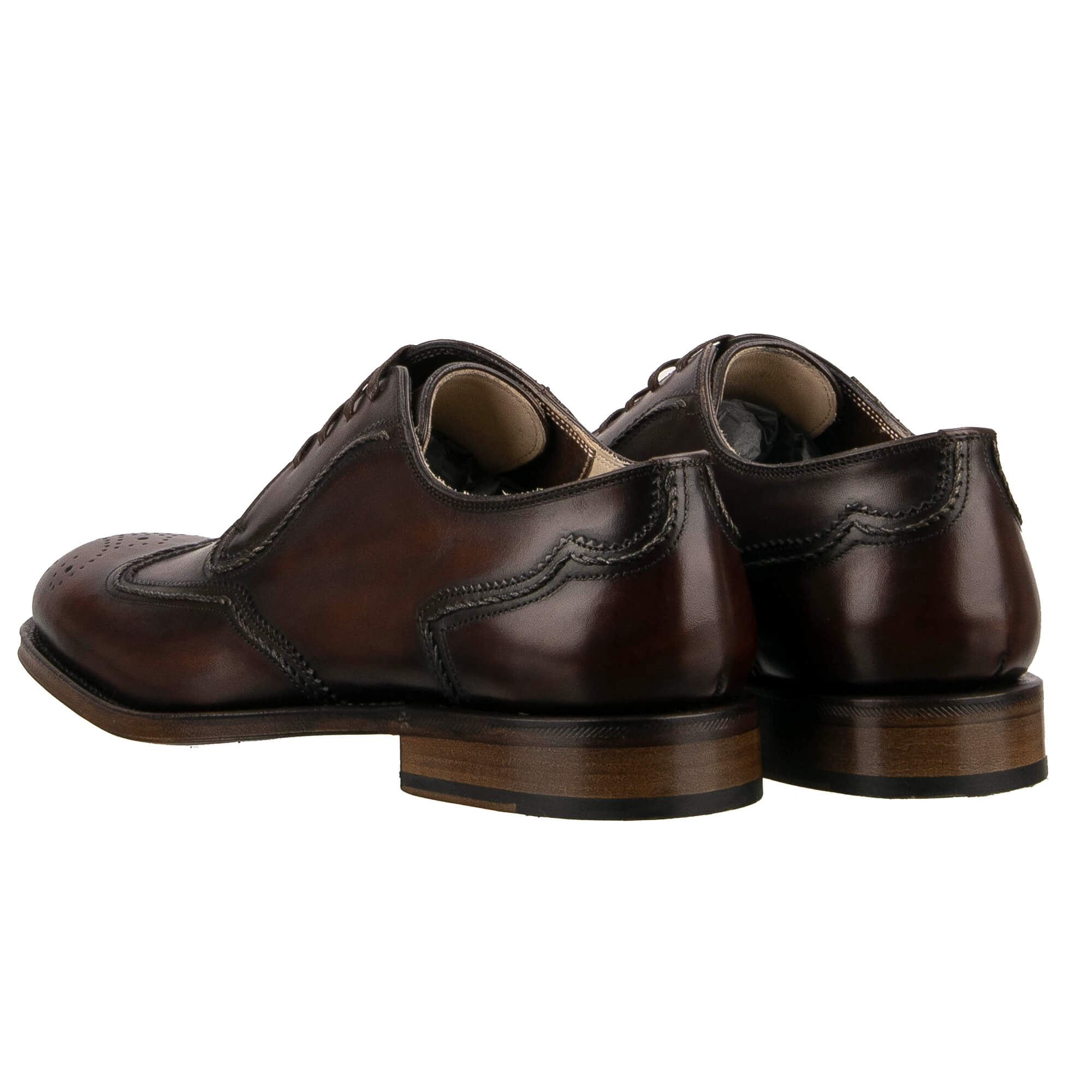 Handmade leather derby shoes ROMA with Good Year sole in brown by DOLCE & GABBANA