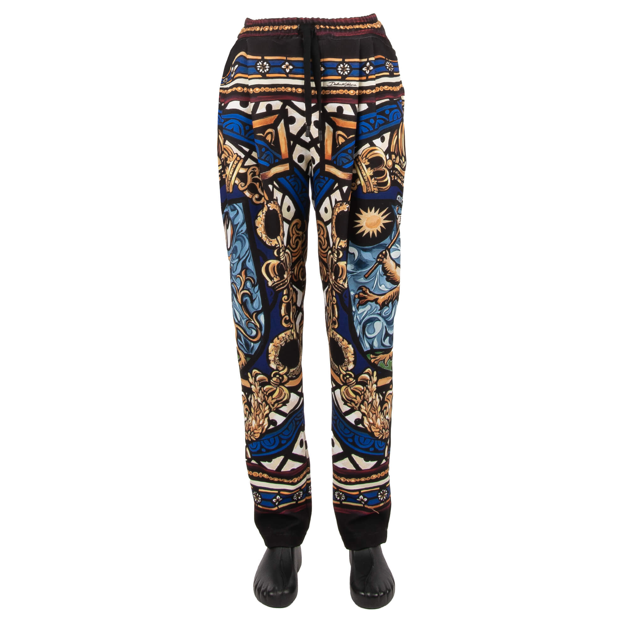 Weit geschnittene Trainingshose / Hose mit Royal King Wappen und Logo Print und elastischer Taille von DOLCE & GABBANA 