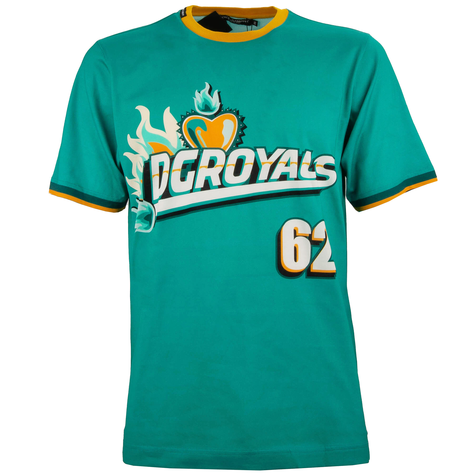 DG Heart Royals 62 King Logo Cotton T-Shirt Turquoise Blue