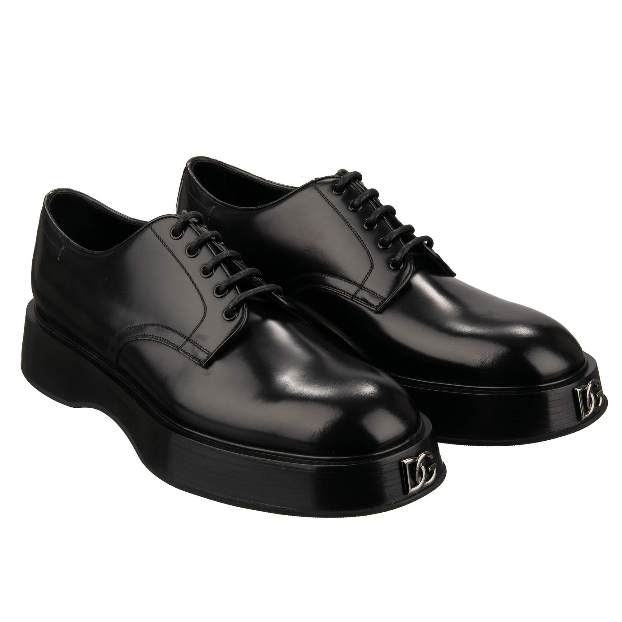 DG Metal Logo Leather Boots Shoes MICHELANGELO Black 44 US 11