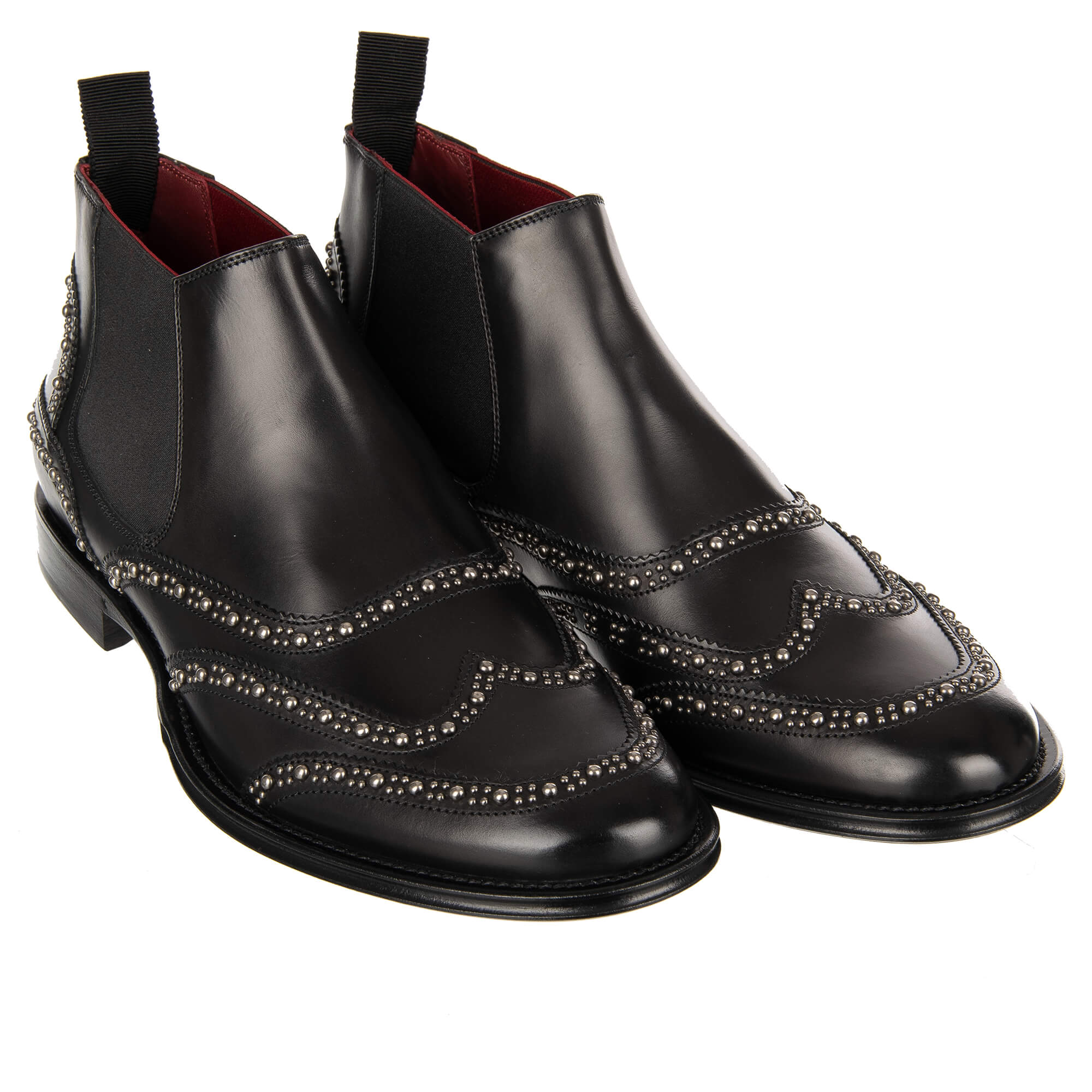 Metal Pearl Leather Ankle Boots Shoes MARSALA Black