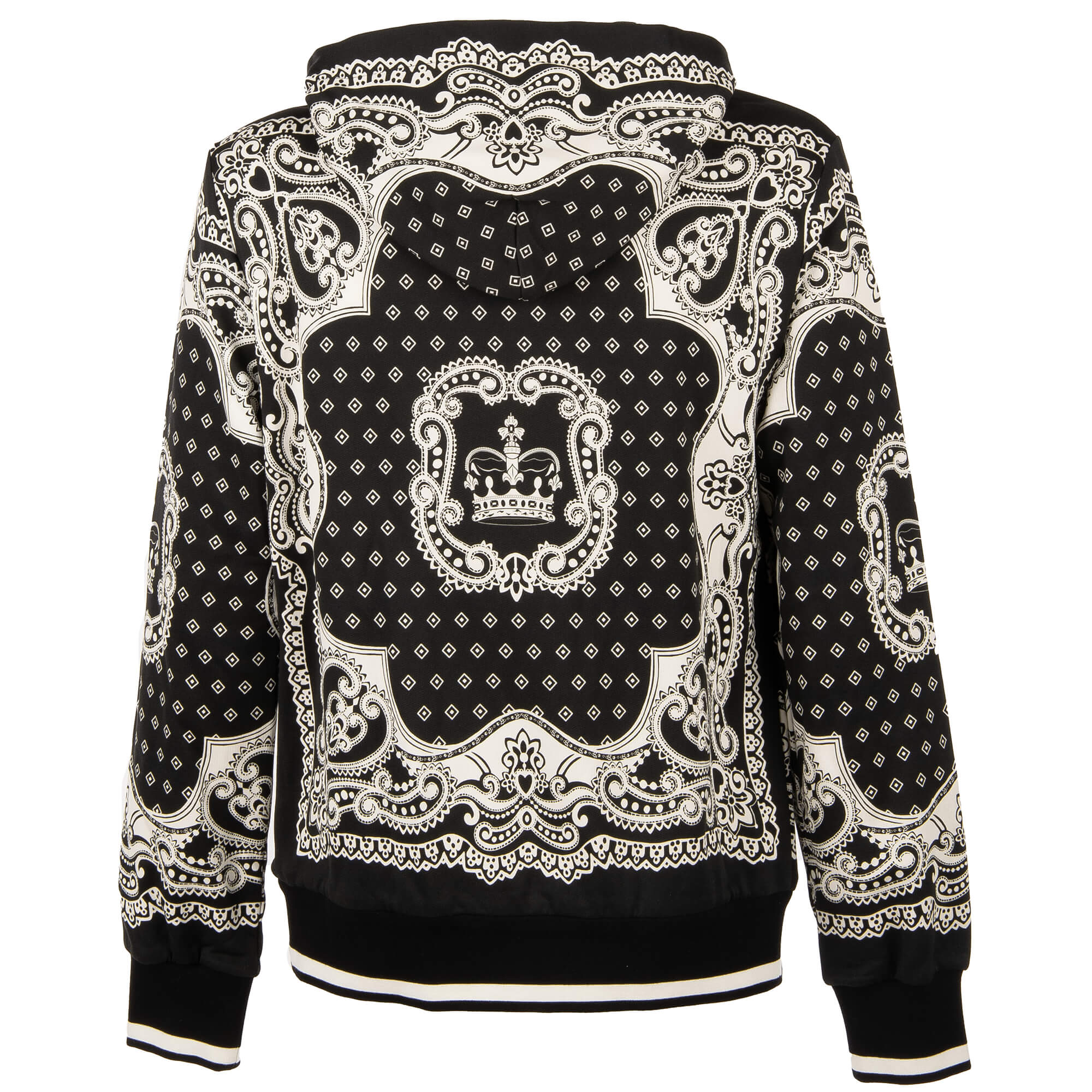 Bandana and Crown printed hooded jacket with zip closure and pockets by DOLCE & GABBANA