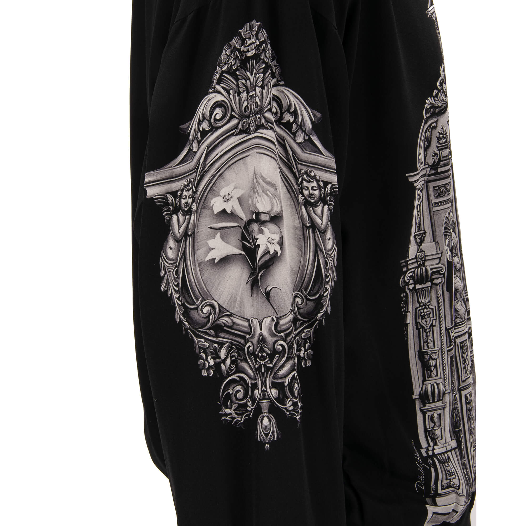 Gefütterter Rundhals Pullover / Sweatshirt aus Seide mit traditionellem Maria und Herz Print von DOLCE & GABBANA