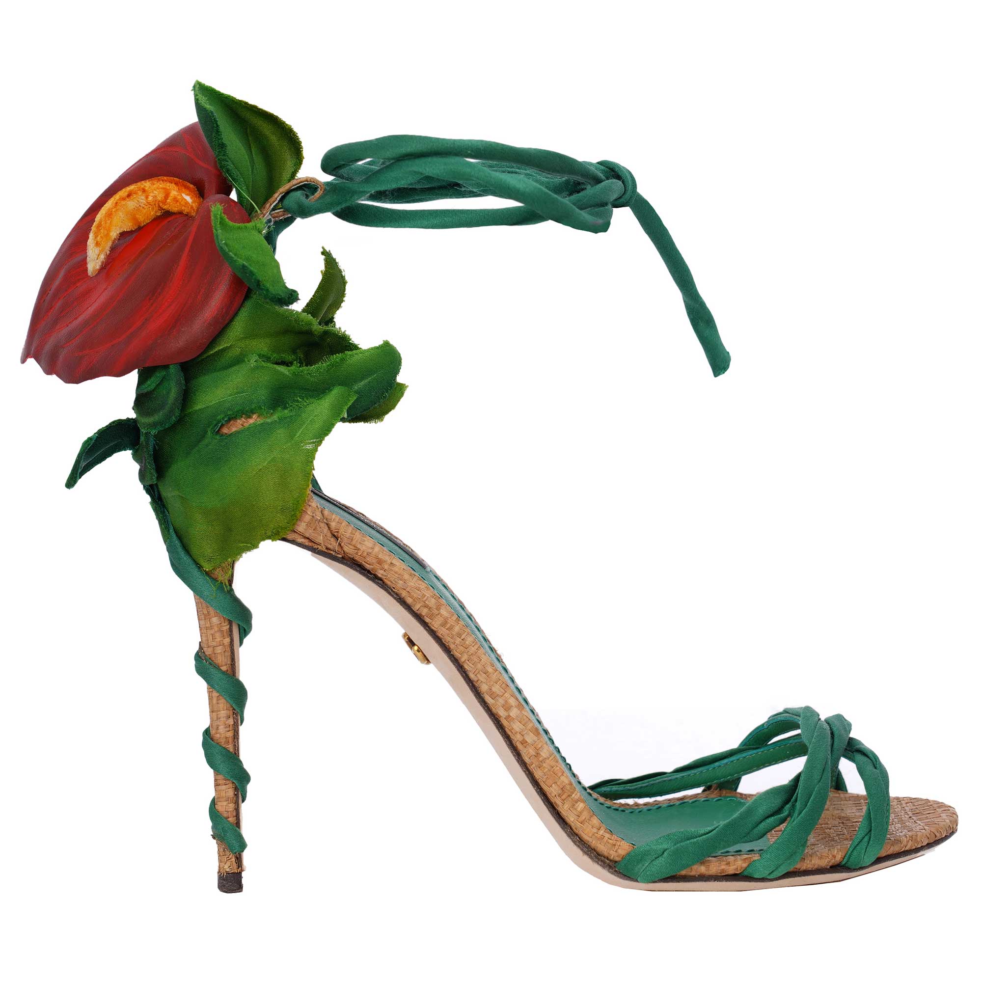 Flamingo Blume Seide Strap Pumps Sandalen KEIRA Grün 40 US 10