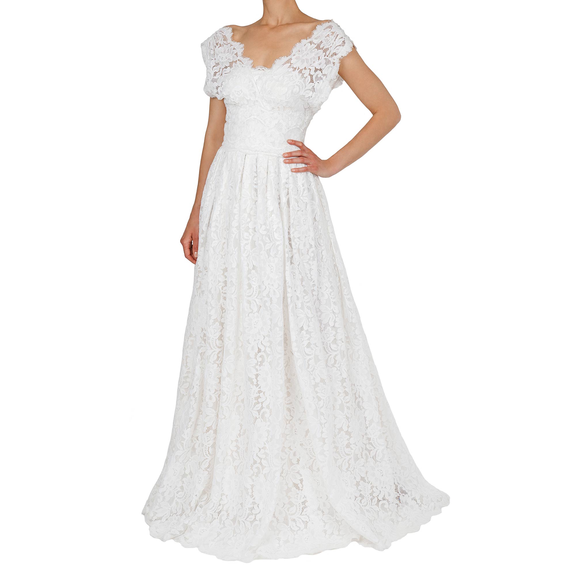 Flower Lace Corsage Maxi Wedding Dress White 40 S Flower Lace Corsage Maxi Wedding Dress White 40 S