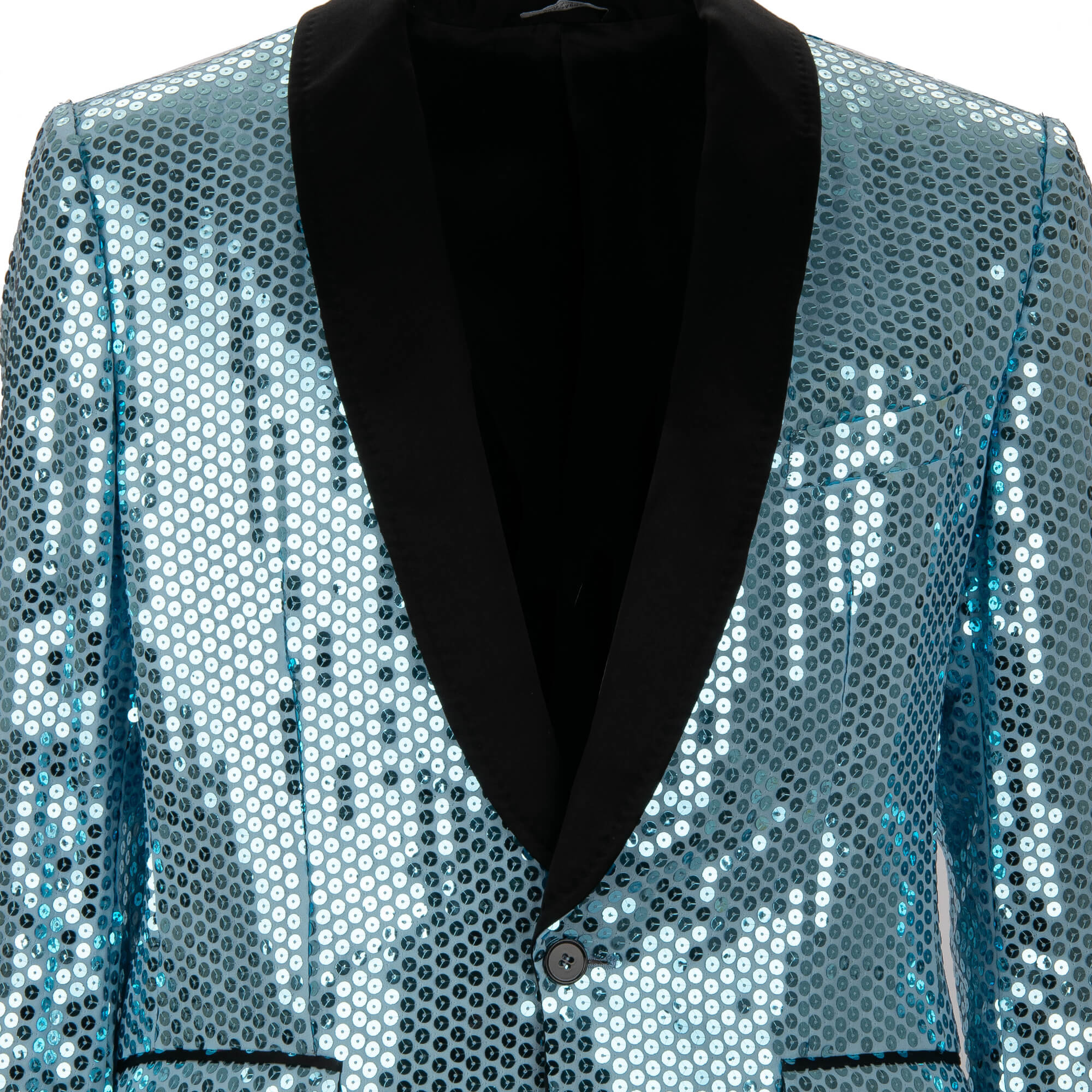 Full sequined tuxedo / blazer with contrast details and shawl lapel in blue and black by DOLCE & GABBANA