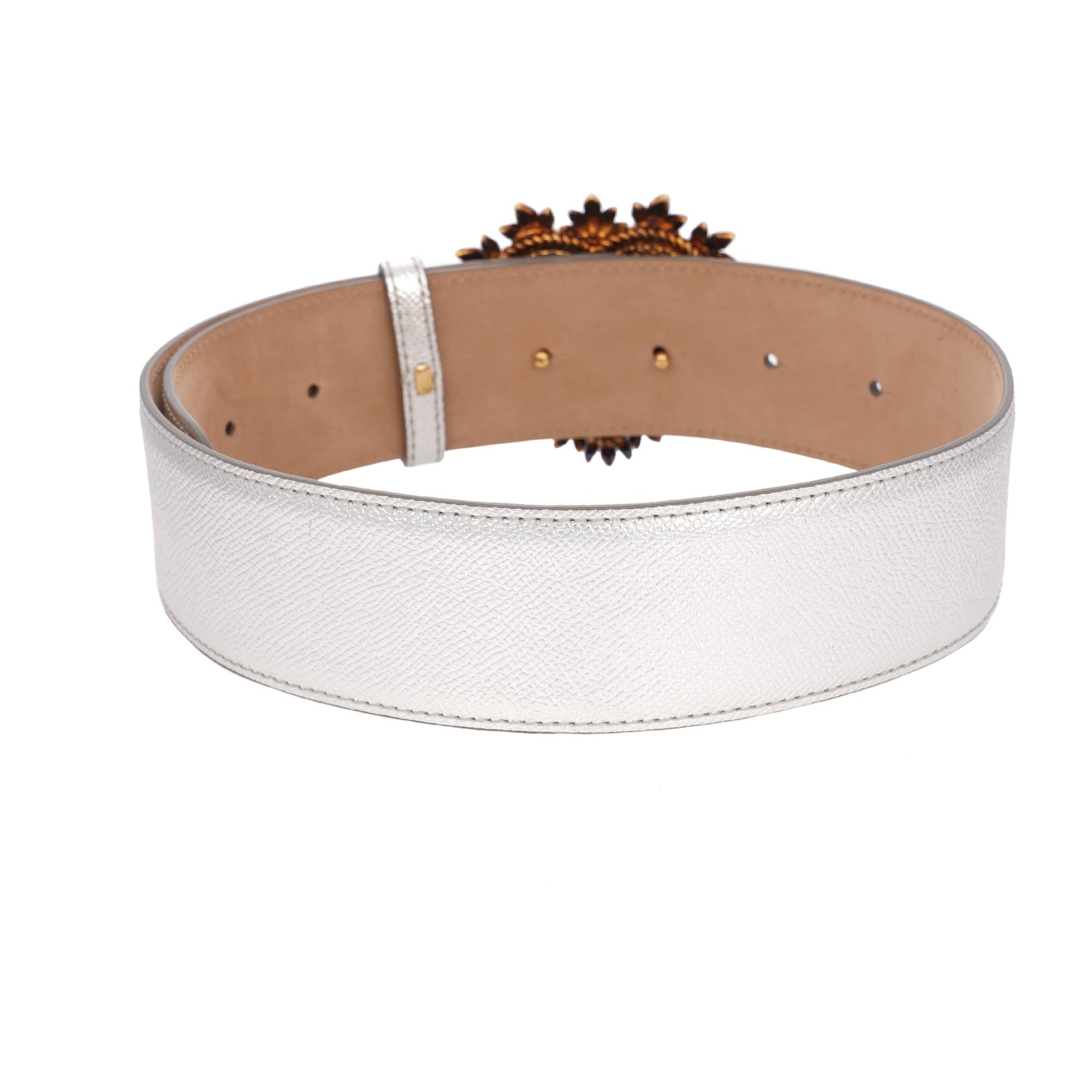 Dolce & Gabbana Devotion Heart Pearl Buckle Leather Belt Pink 75/30 Italy DOLCE & GABBANA DEVOTION DG Logo Pearl Heart Pendant Metal  main image 4
