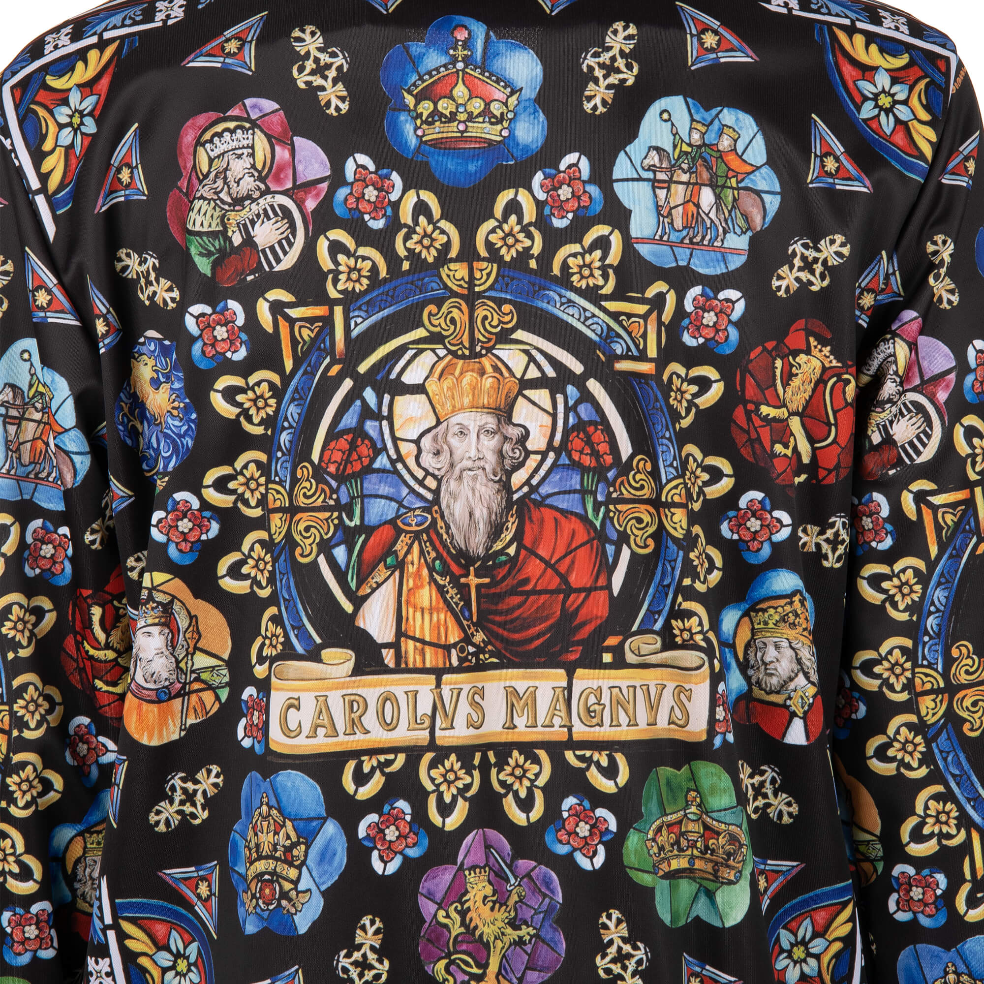 Jacke aus Seide mit Carolus Magnus Design Print und Strick Details von DOLCE & GABBANA