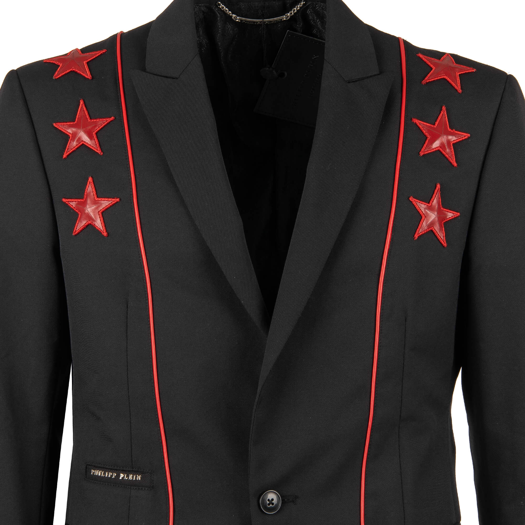 Cotton Blazer BOSSY with contrast stripes, stars and logo by PHILIPP PLEIN