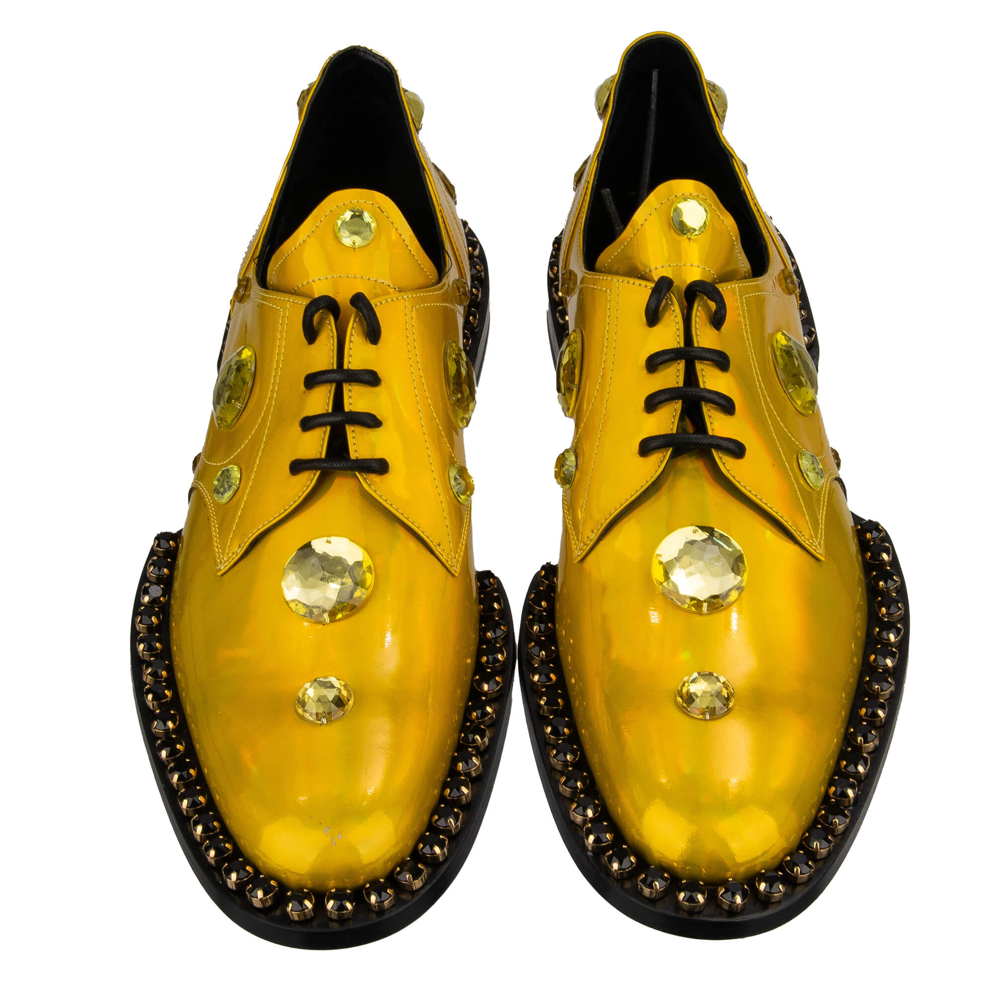 Derby Schuhe RAFFAELLO aus Lackleder mit überall verteilten Kristallen in Gelb Gold von DOLCE & GABBANA