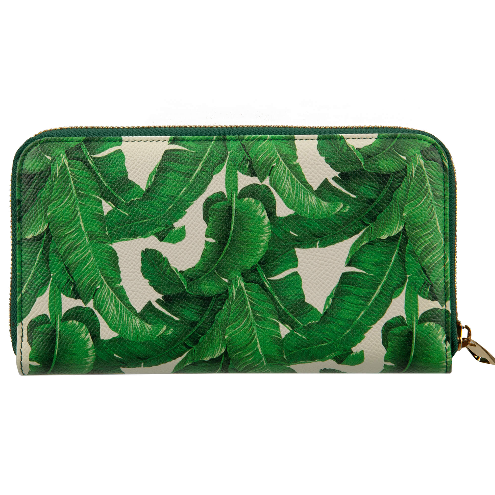 Portemonnaie / Geldbörse aus Dauphine Leder mit Palmen Blättern Print und Logo-Schild von DOLCE & GABBANA  