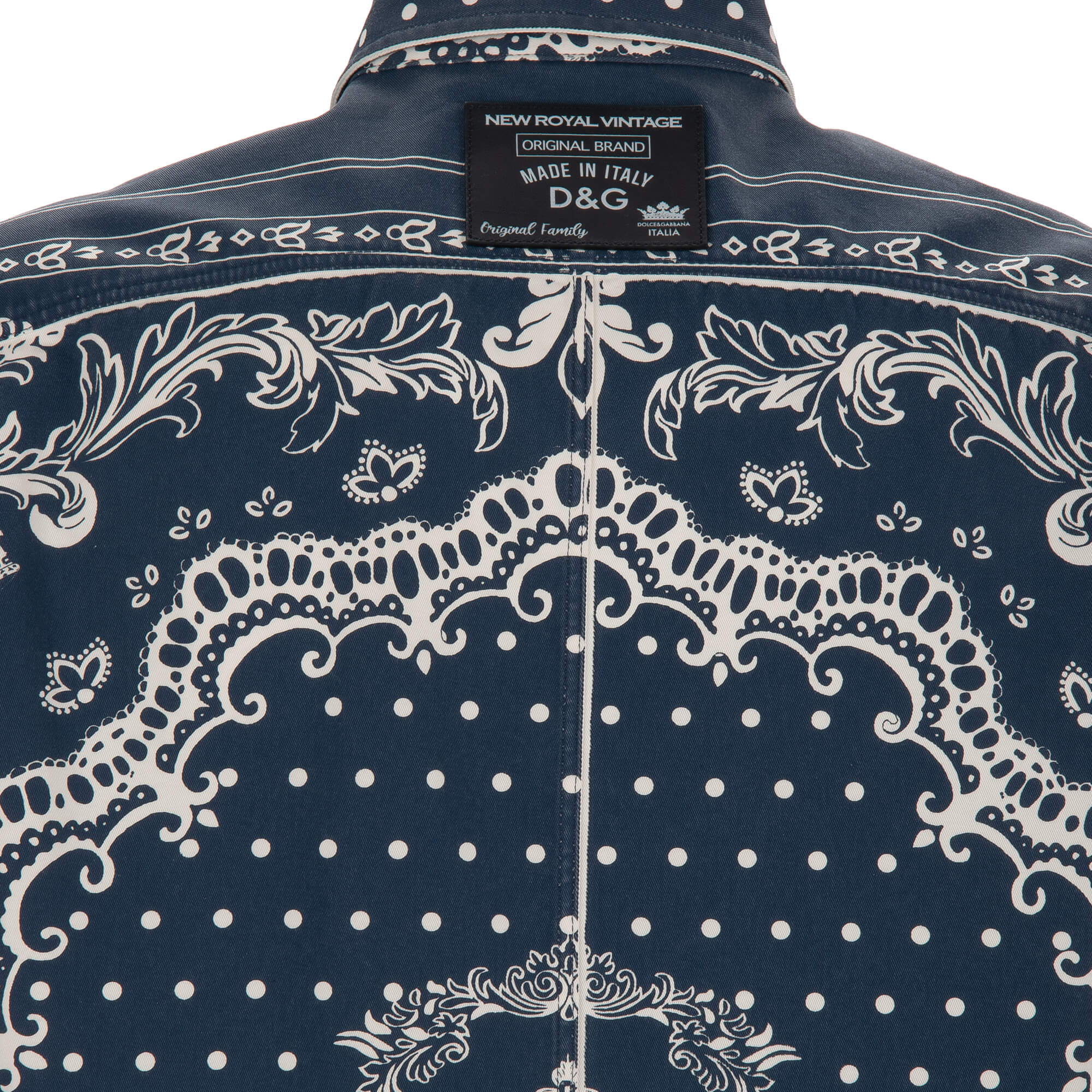 Jeans / Denim Hemd mit Bandana Krone Print, DG Logo Patch und zwei Taschen vorne in Blau von DOLCE & GABBANA 