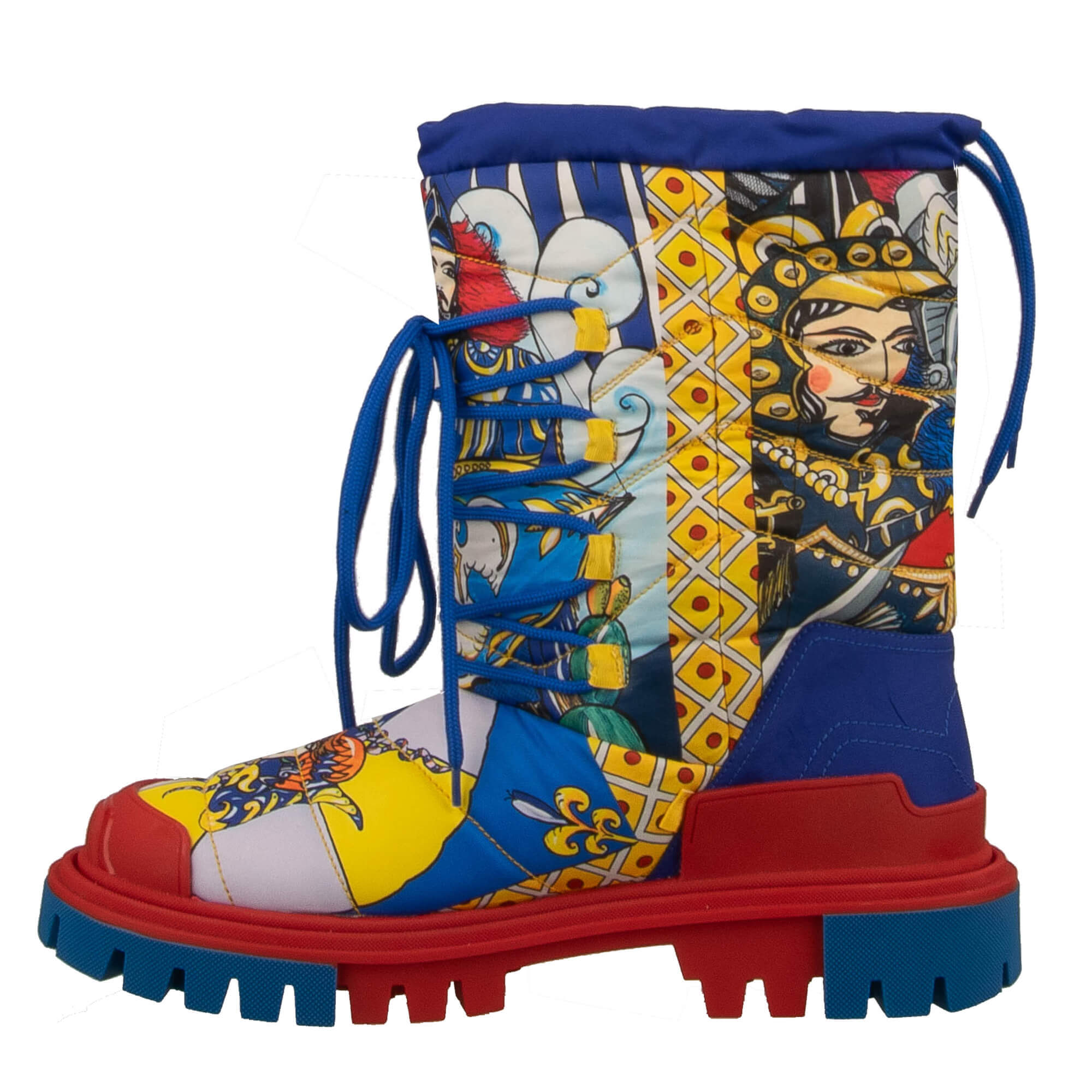 Schnee Stiefel mit Carretto Siciliano Print in Rot und Blau von DOLCE & GABBANA
