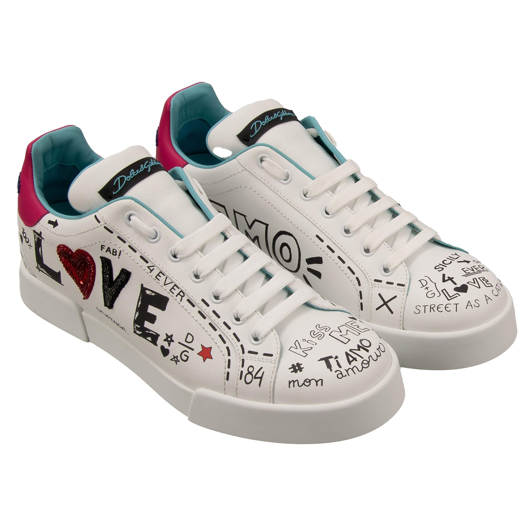 DG Logo Love Heart Graffiti Sneaker PORTOFINO Black 42 | 13385