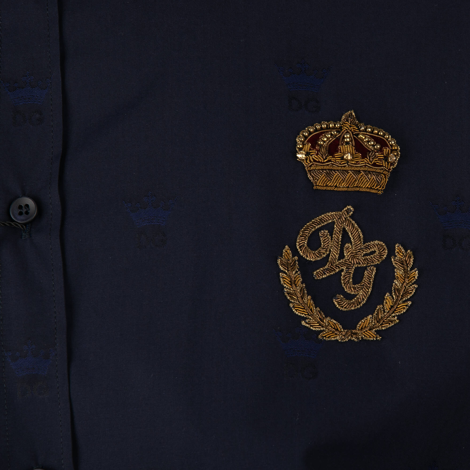 Baumwolle Hemd MARTINI mit DG Monogramm Textur und besticktem Logo mit Krone von DOLCE & GABBANA