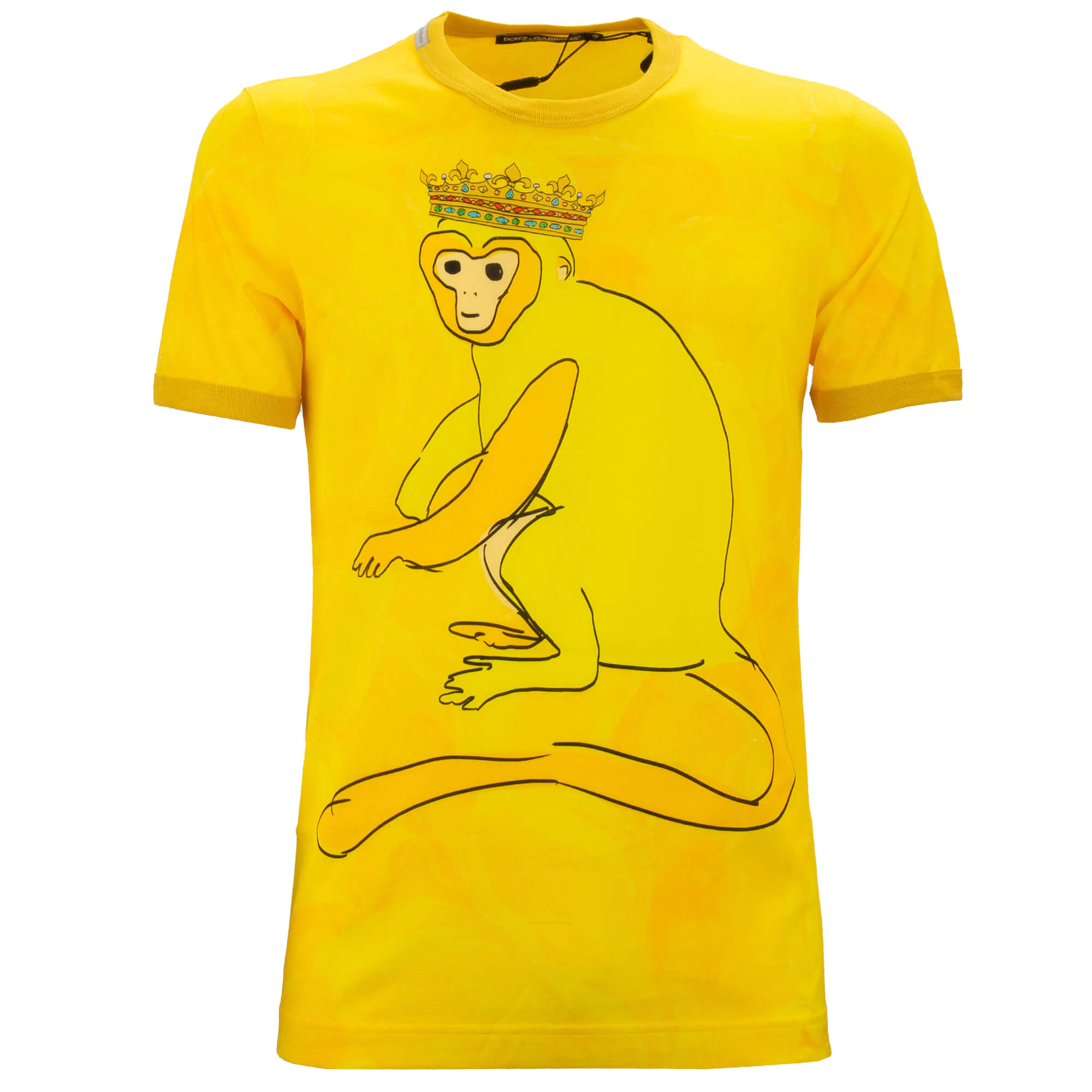 Crown Monkey Cotton T-Shirt Yellow