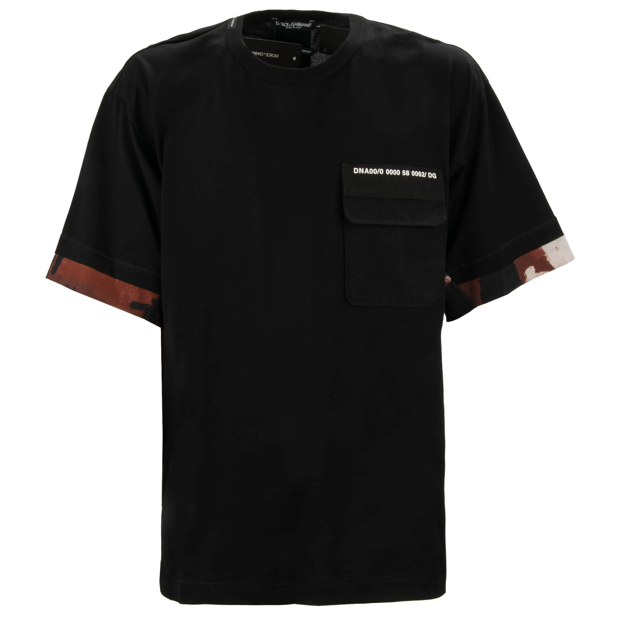 DG DNA Logo Camouflage Oversized Cotton Pocket T-Shirt Black