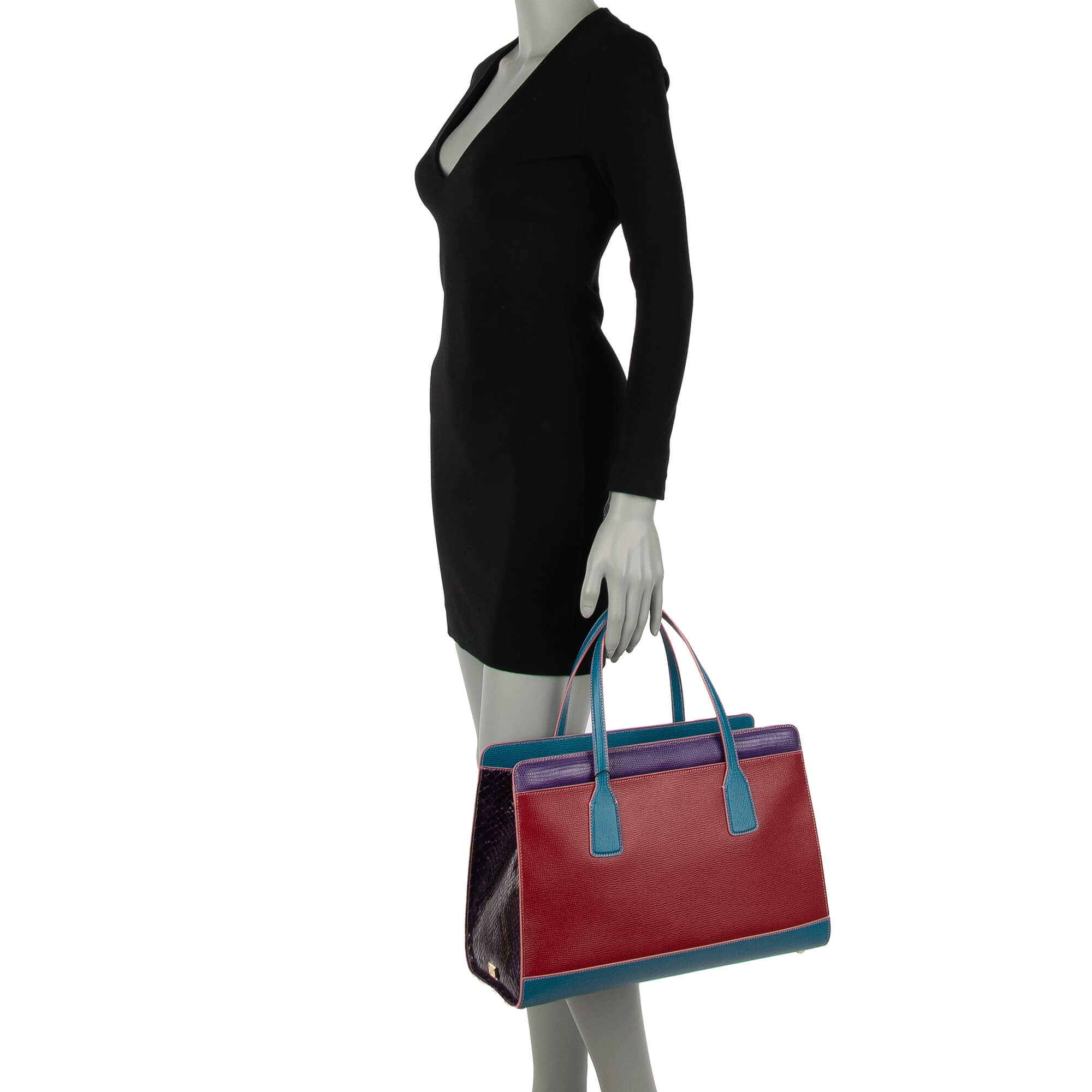 Handtasche / Shopper Tasche LAST MINUTE aus Leder mit Eidechse Struktur und Schlangenleder mit separatem Beutel, doppeltem Griff und Logo Schild von DOLCE & GABBANA