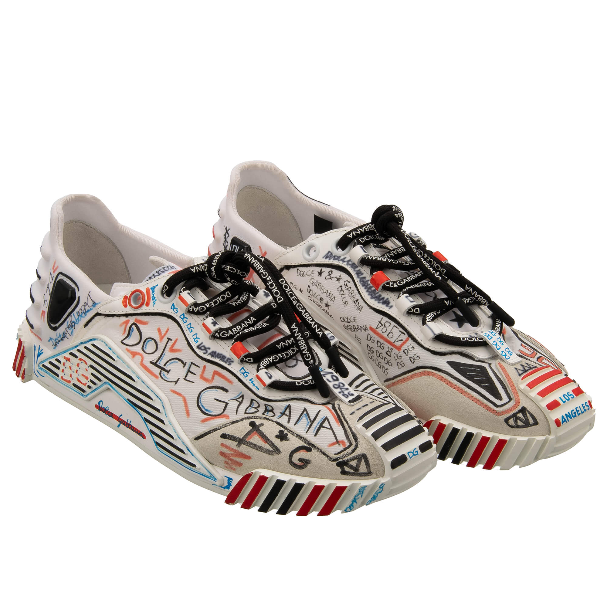 DG Logo Los Angeles Graffiti Damen Sneaker NS1 Weiß 40.5 US 10.5