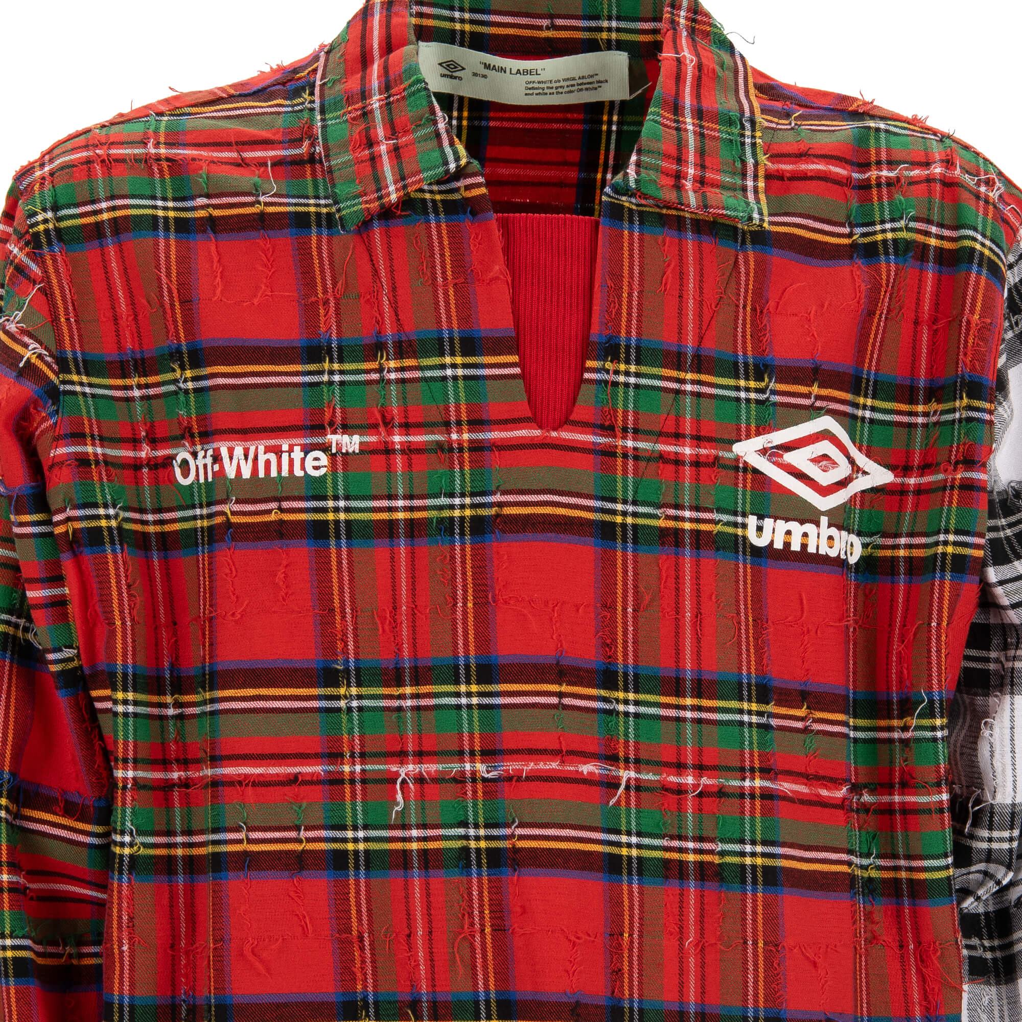 Off-White x Umbro Checked Oversize Shirt Jacket Red Yellow M L