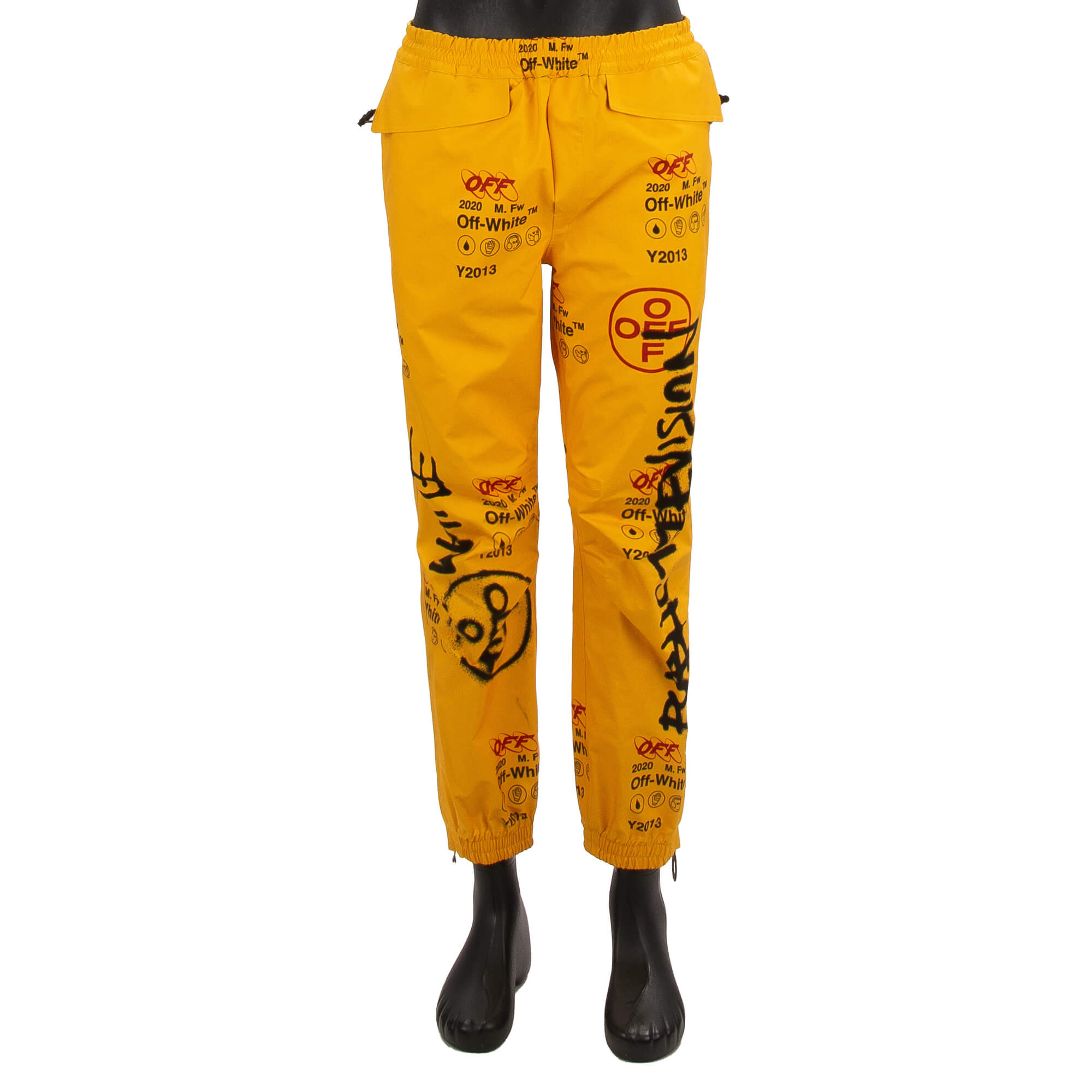 Virgil Abloh Goretex Graffiti Logo Printed Pants Yellow