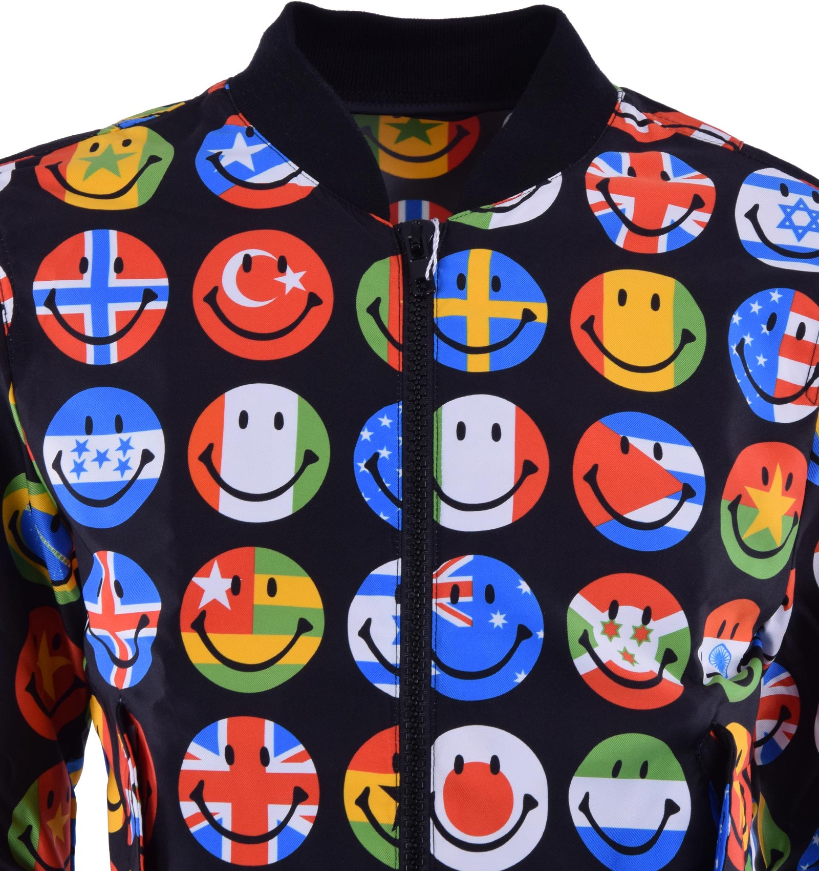 Bomber Jacke aus Nylon mit Flaggen Aufdruck von MOSCHINO COUTURE