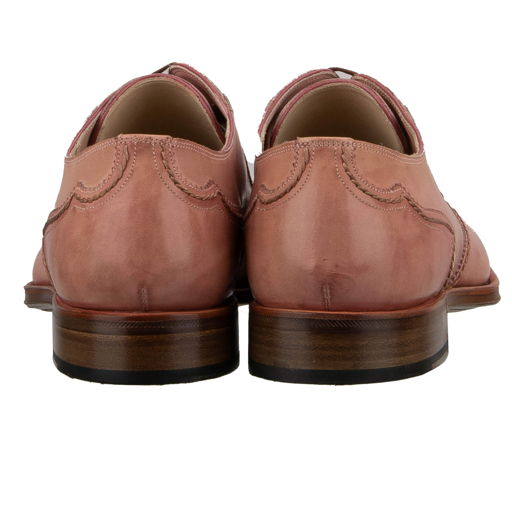 Handmade leather derby shoes ROMA with Good Year sole in beige-pink by DOLCE & GABBANA